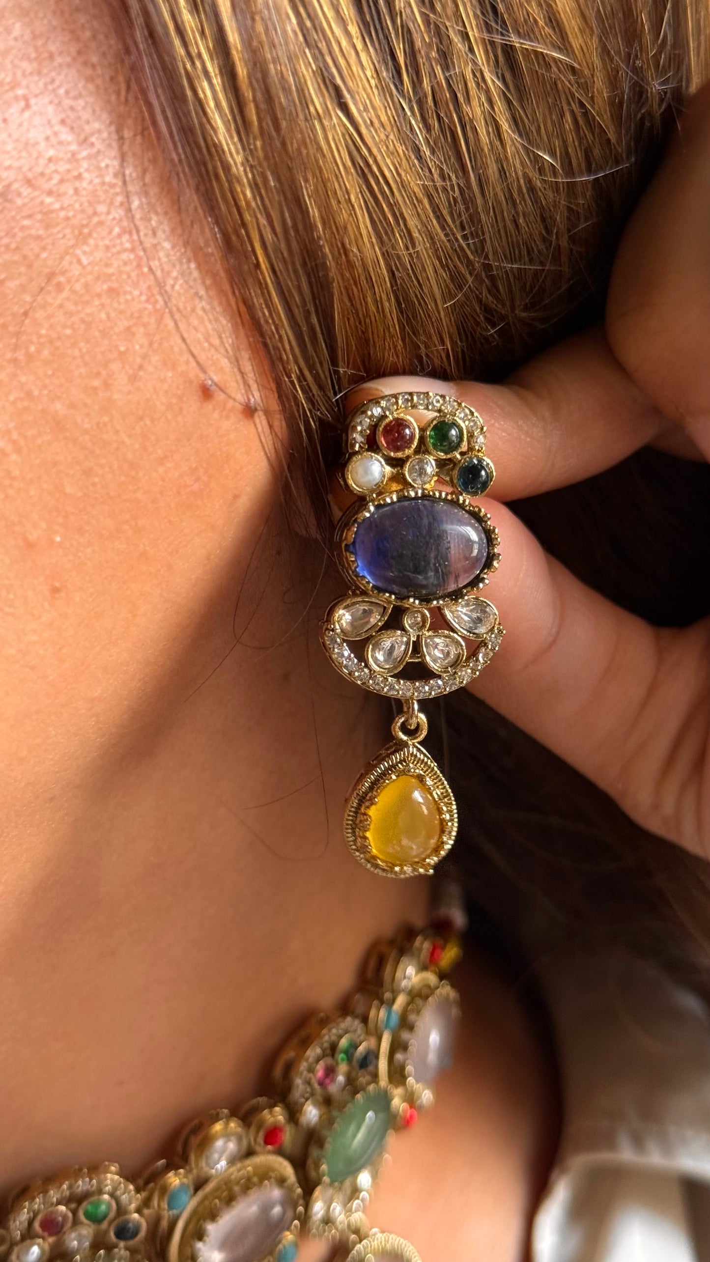 Sabyasachi inspired sapphire with natural stone Necklace