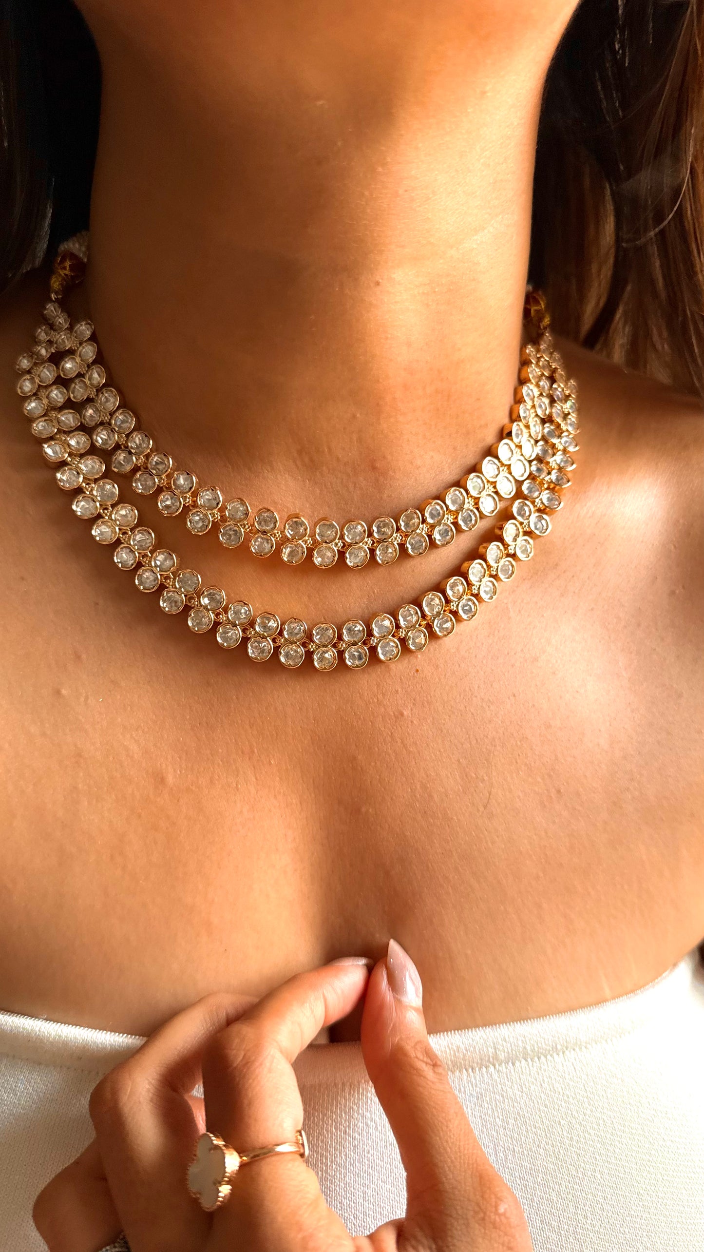 Moissanite double layer collar set