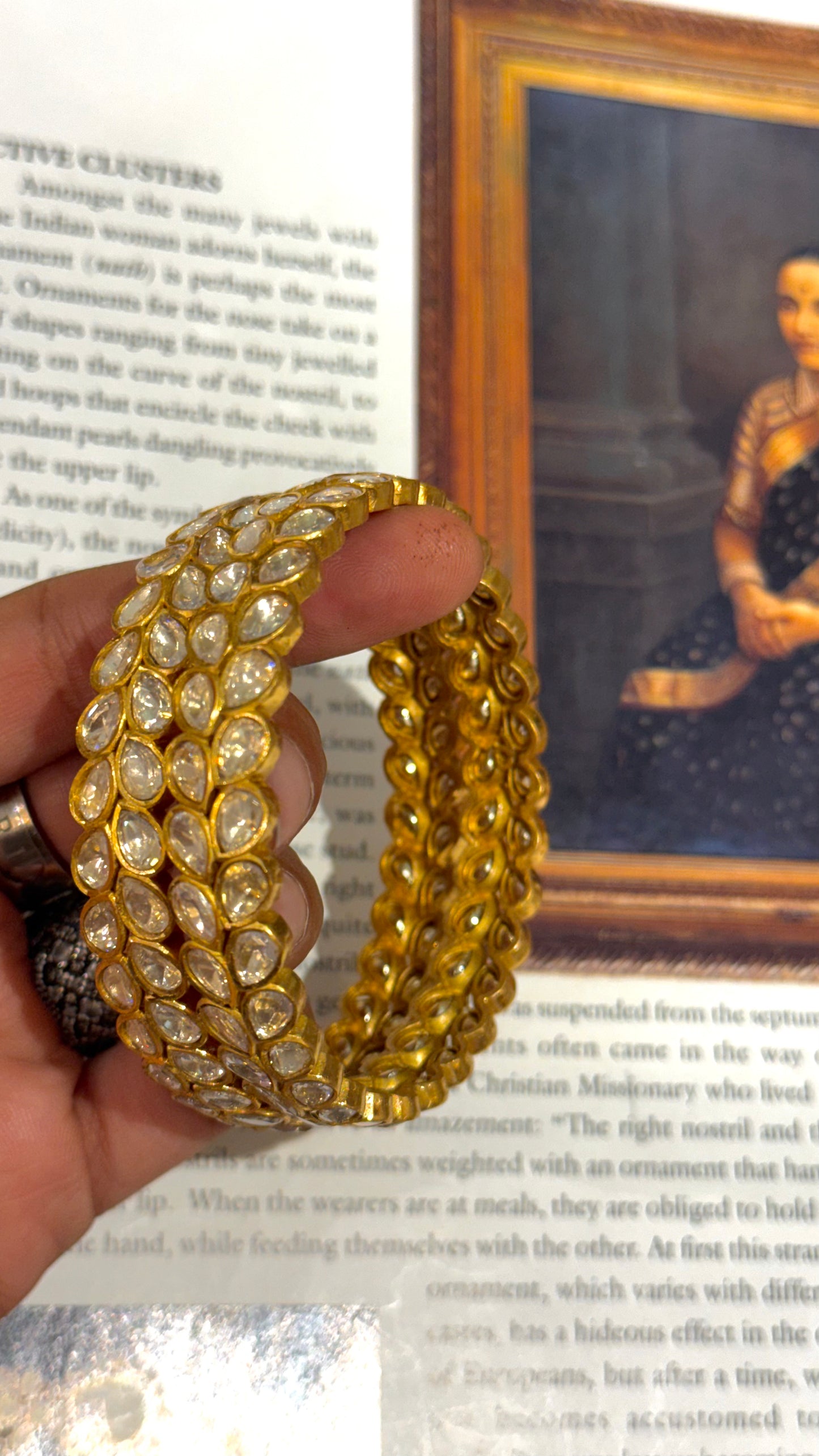 Gold polki leaft patern bangles (LV)
