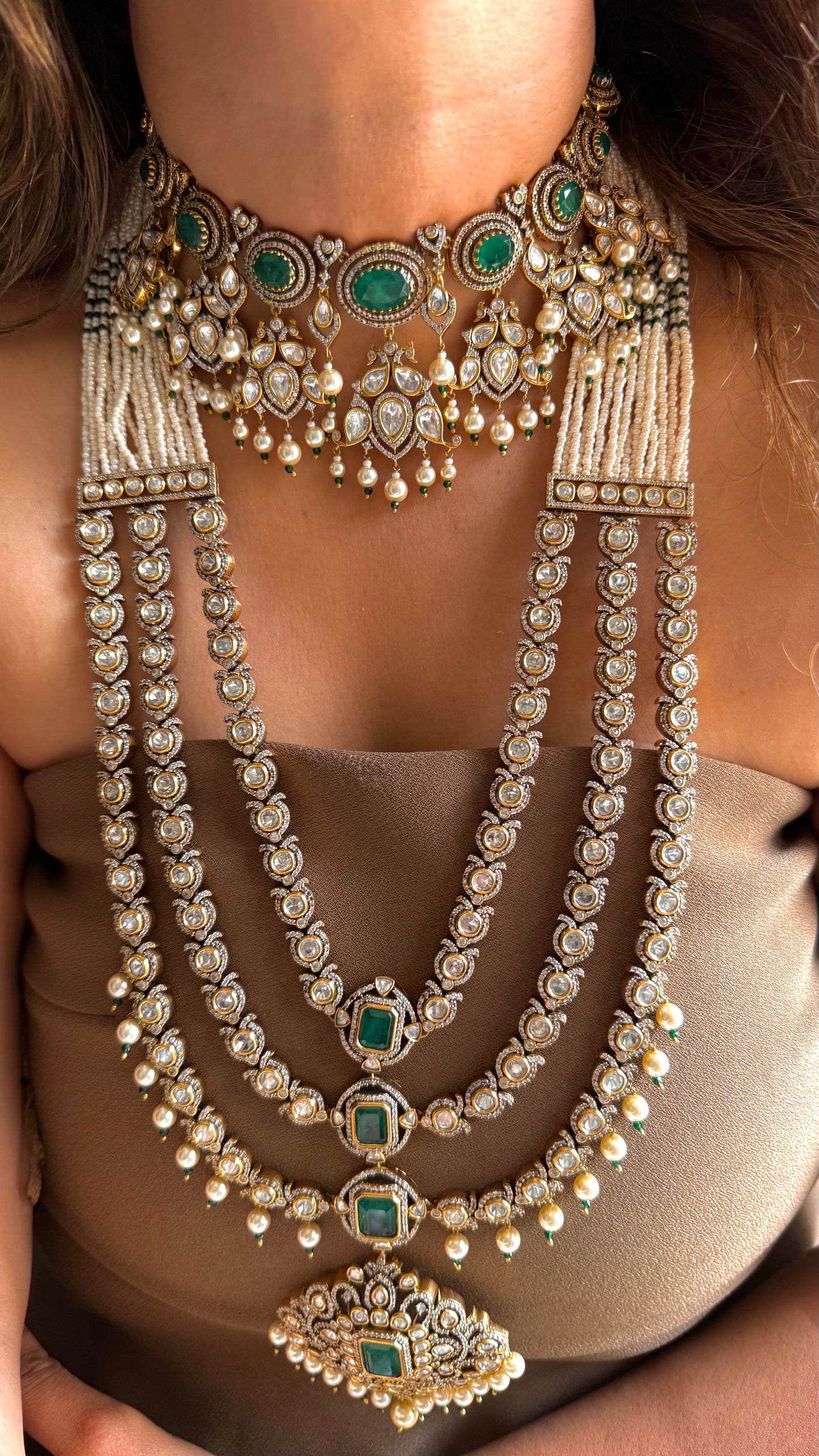 Emerald Victorian Polki Combo set