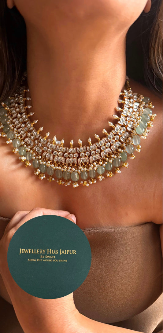 Lotus inspired paachi kundan collar Necklace