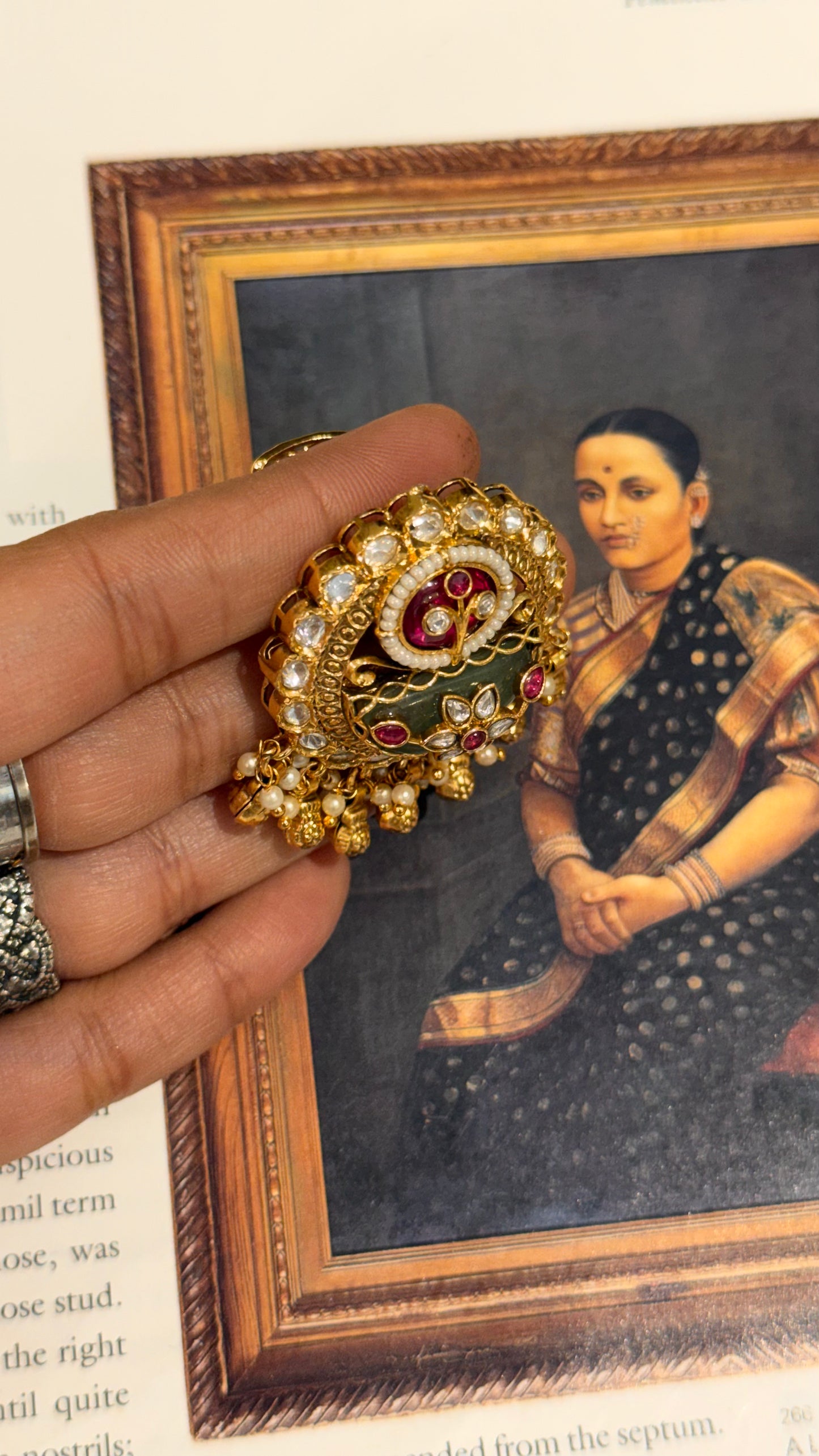 Mint & Rani pink Rajwada Nakshi ring