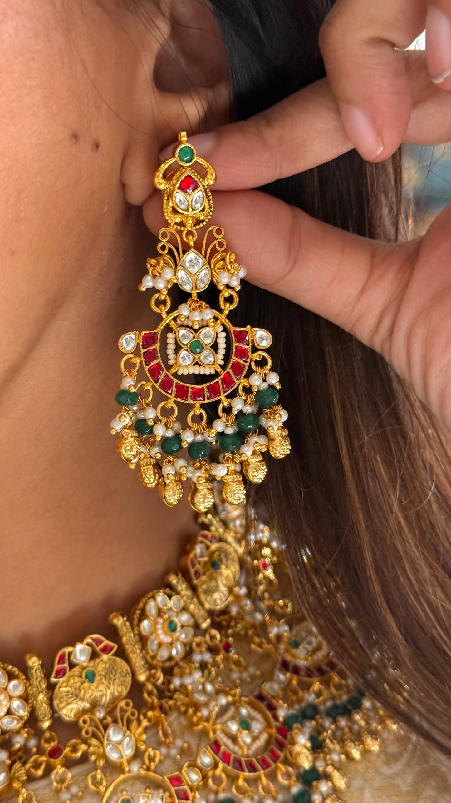 Heritage paachi gold ghungroo necklace