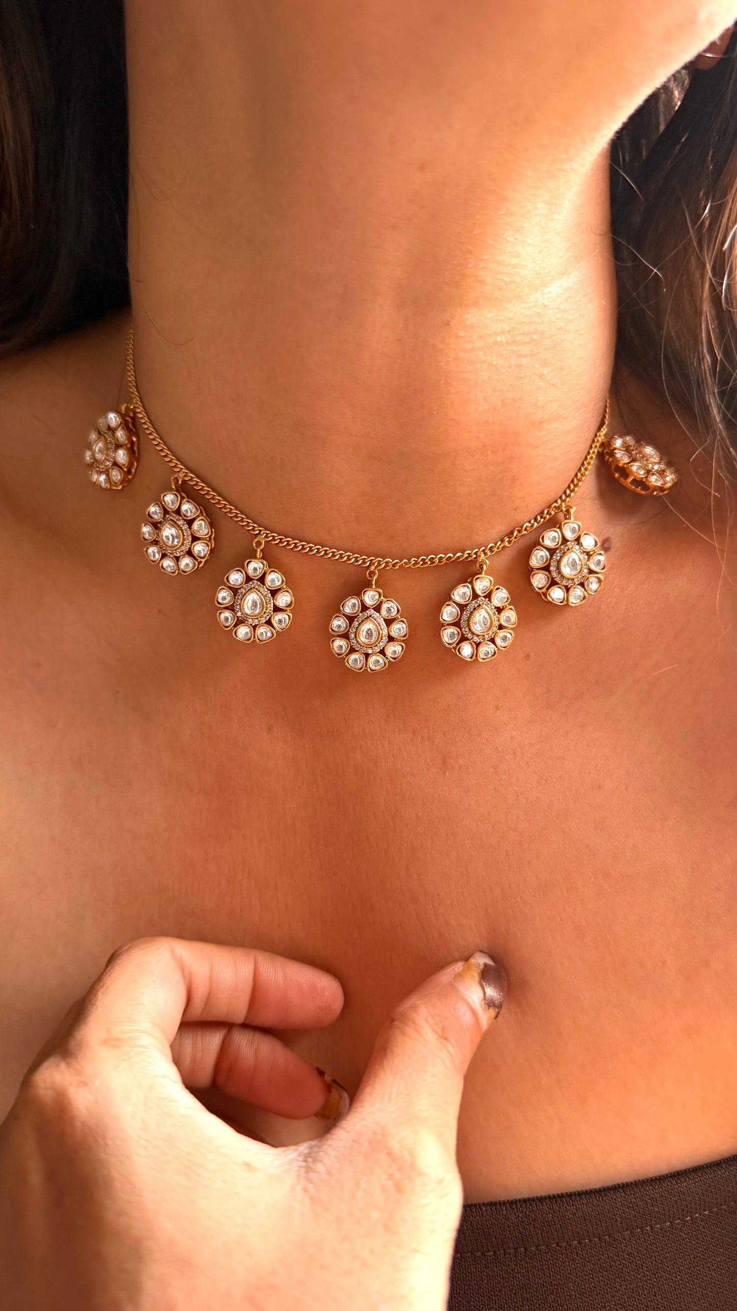 Moissanite polki floral minimal set