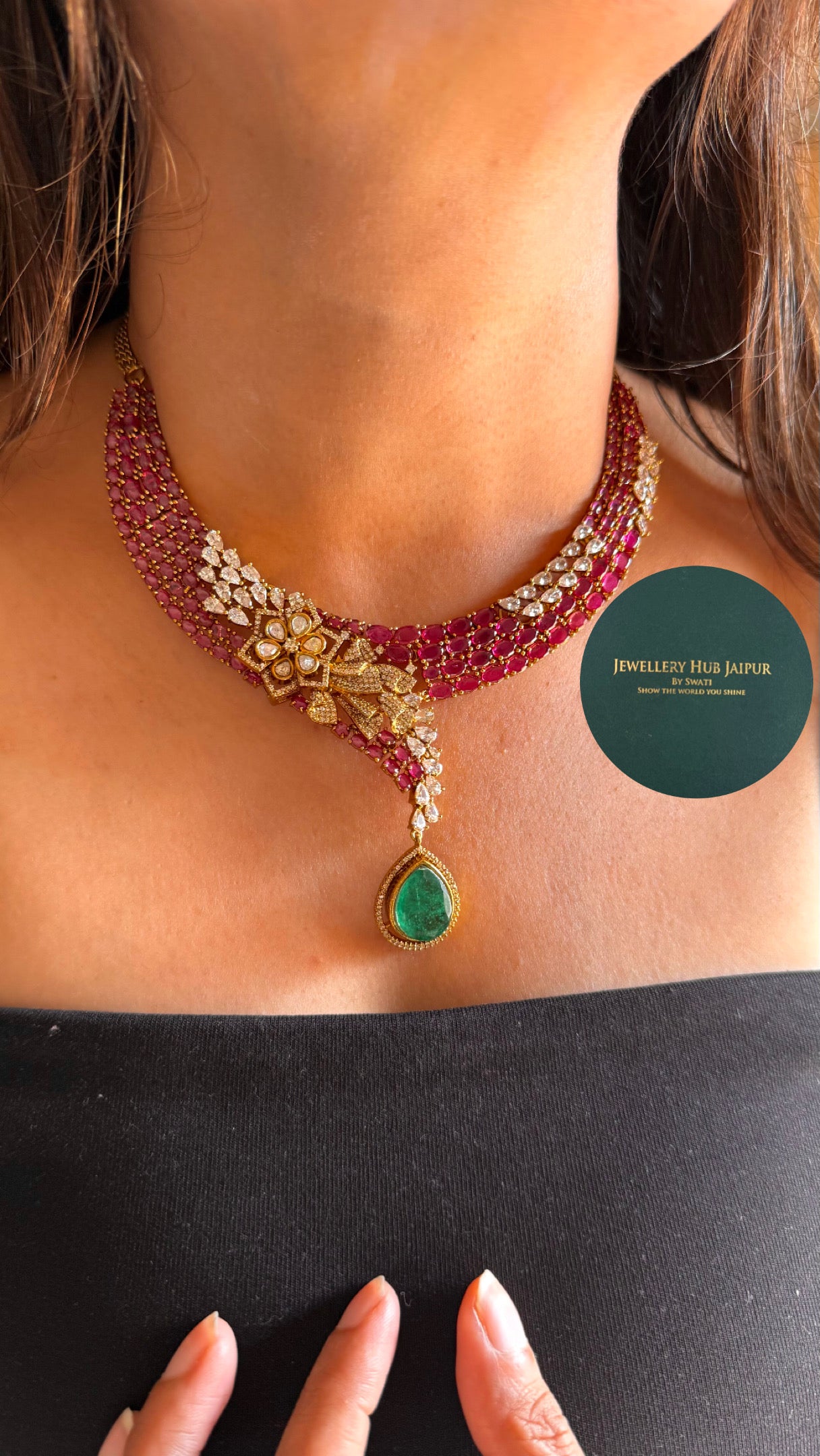 emerald & ruby designer necklace