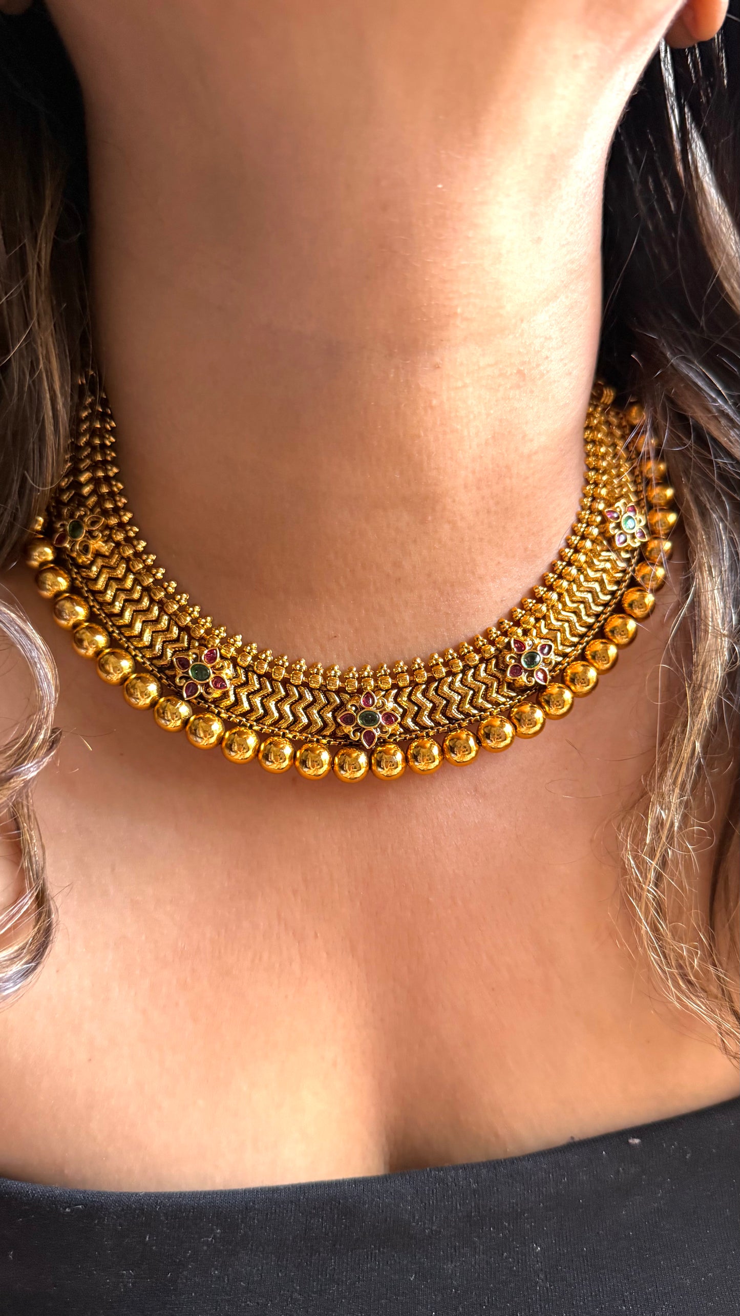 Maharashtra gold inlay necklace