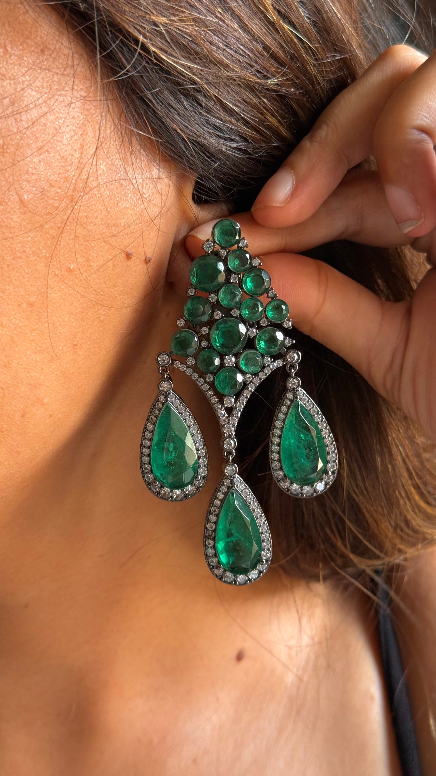 Emerald vintage danglers