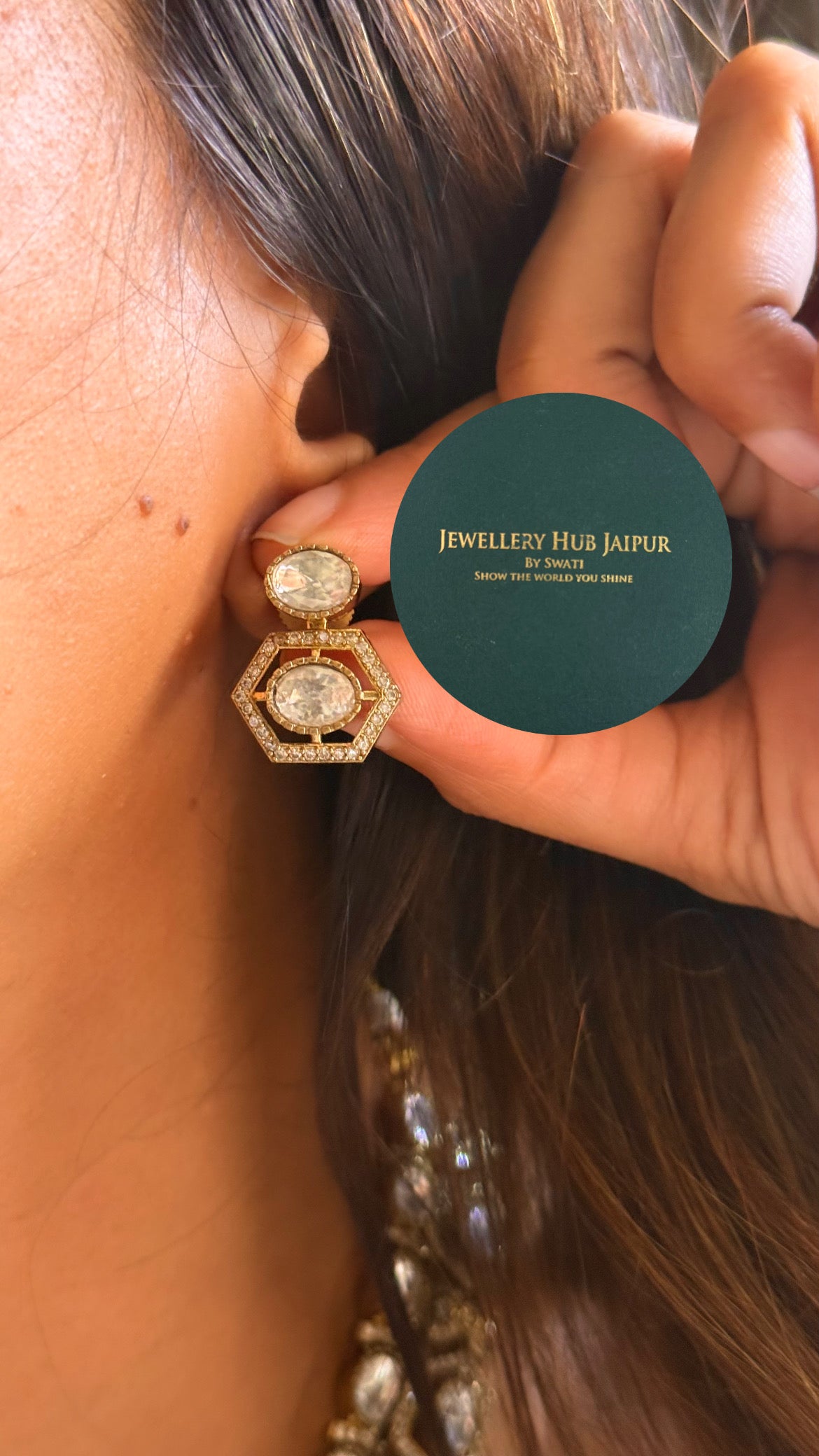 Moissanite uncut polki designer collar set