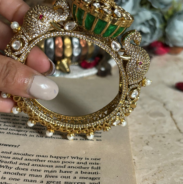 Gajanand bangles with emerald meena