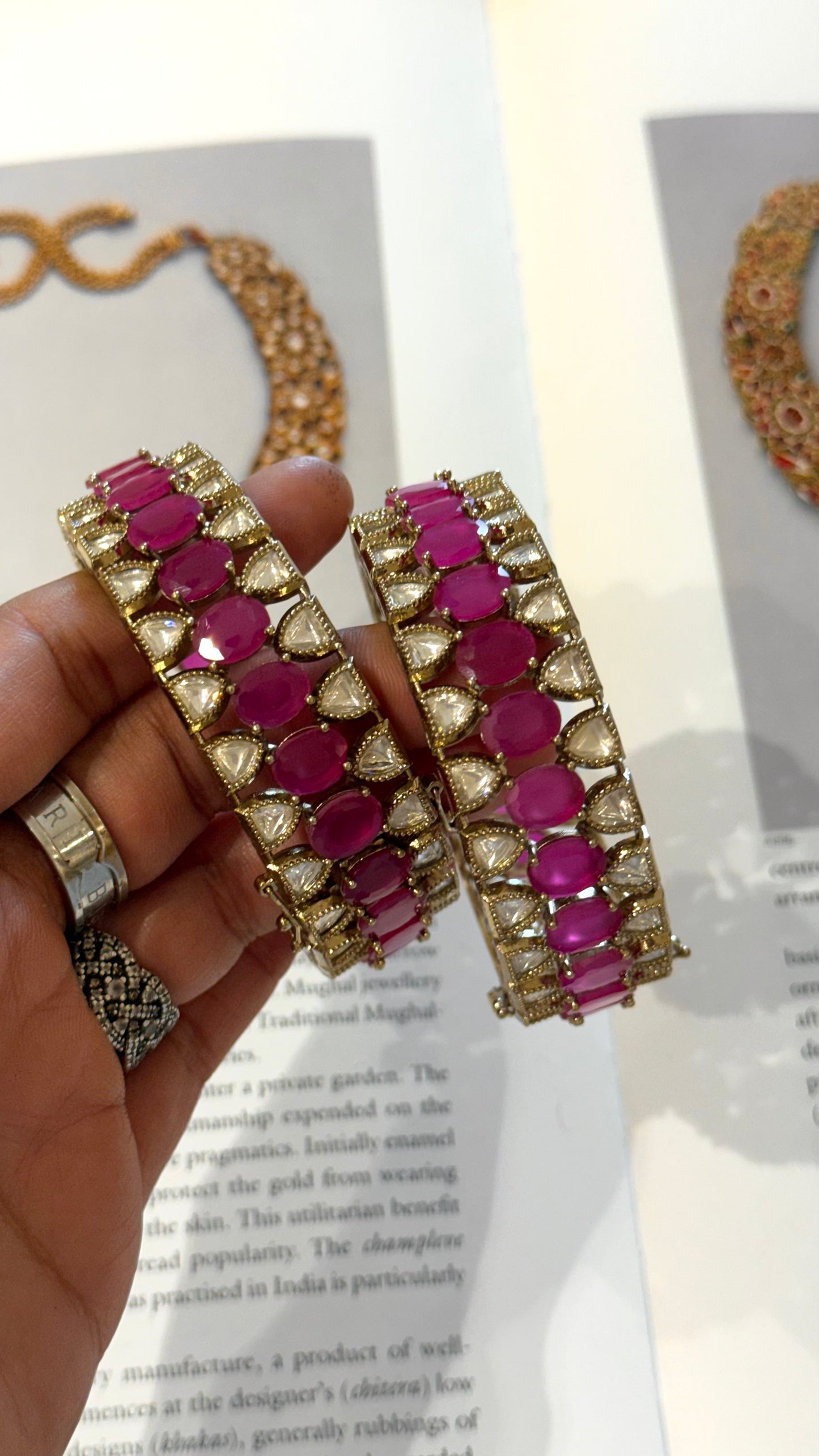 Rani pink Victorian real Moissanite Bangles