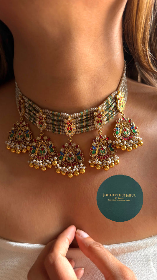 Heritage nakashi of paachi kundan choker