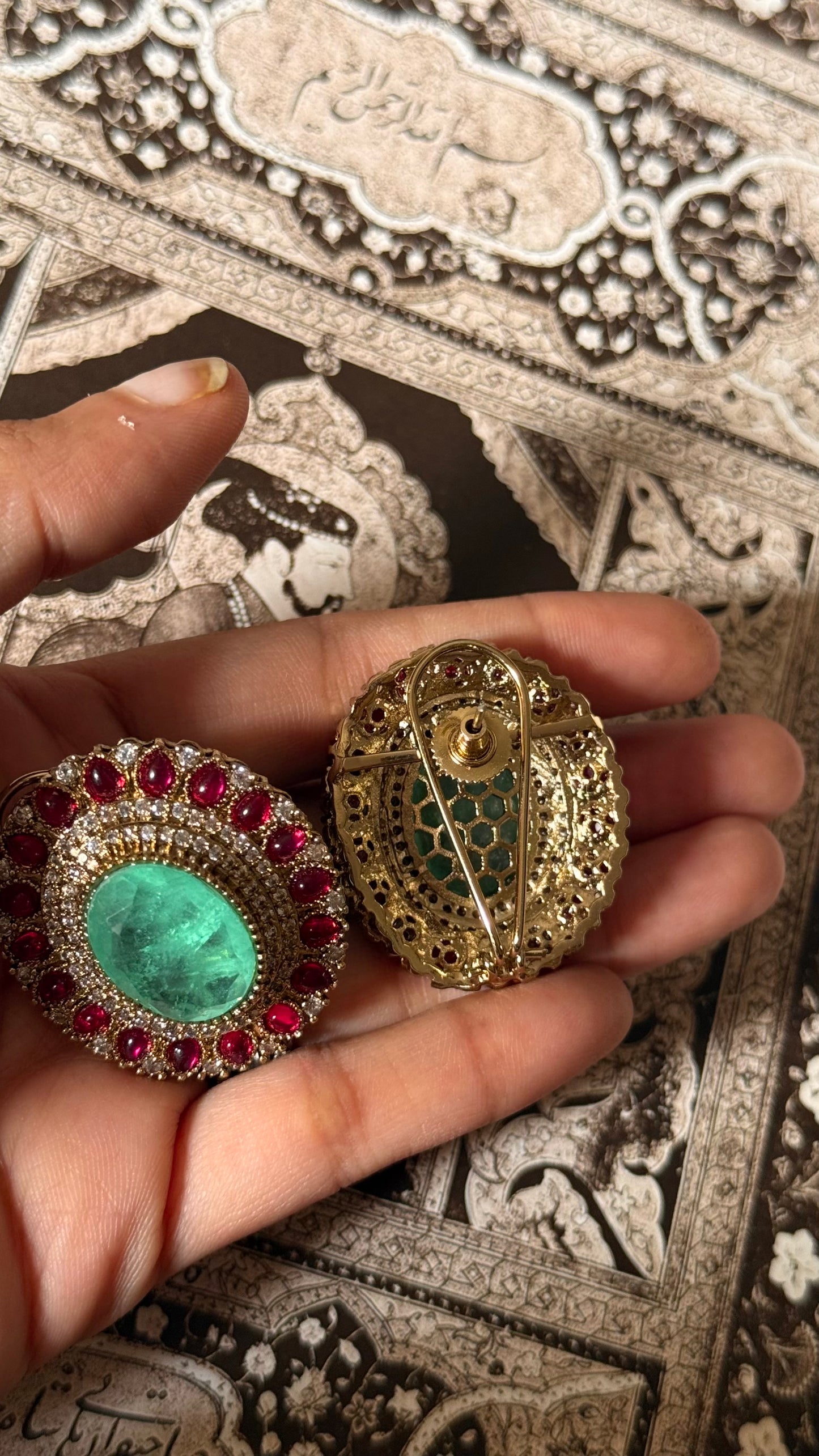 Mint doublet & rani pink victorian studs