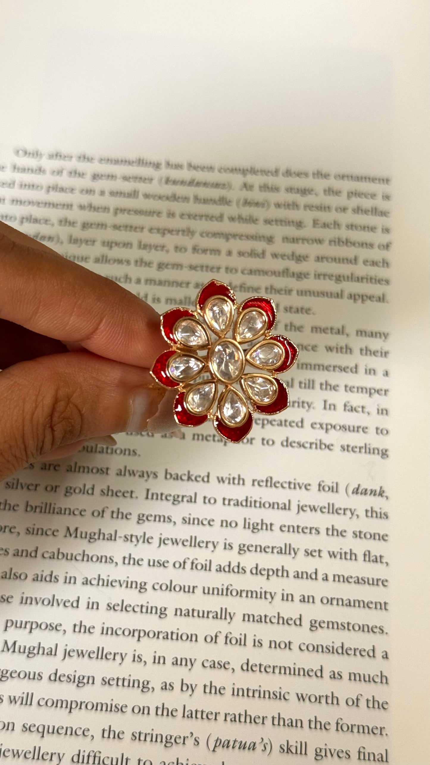 Ruby meenakari moissanite Polki adjustable ring