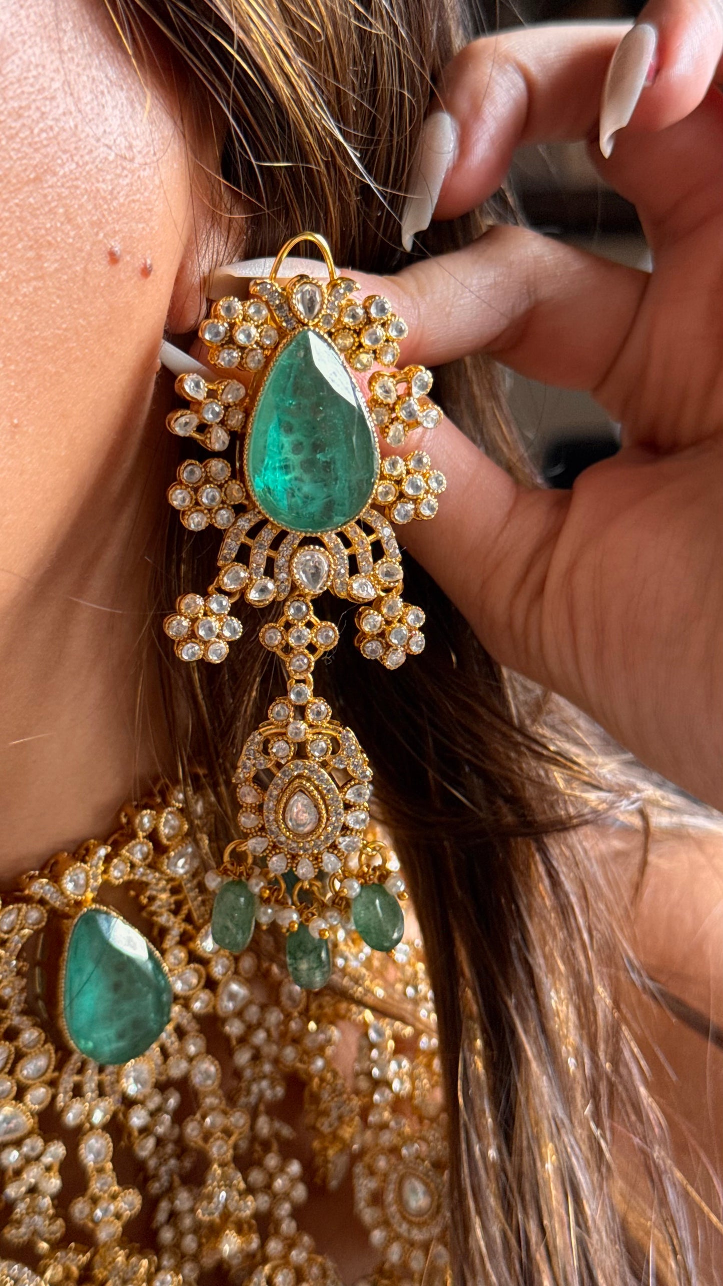 Bridal asia drop shape turquoise rani Necklace