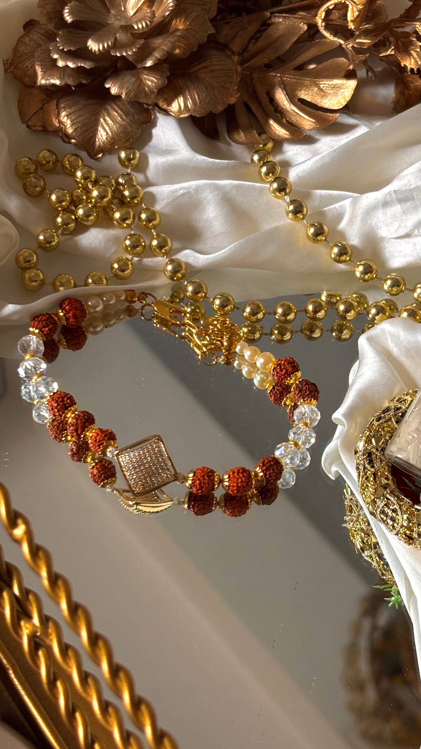 Cz Diamond polki rudraksh bracelet ( shipping will be extra )