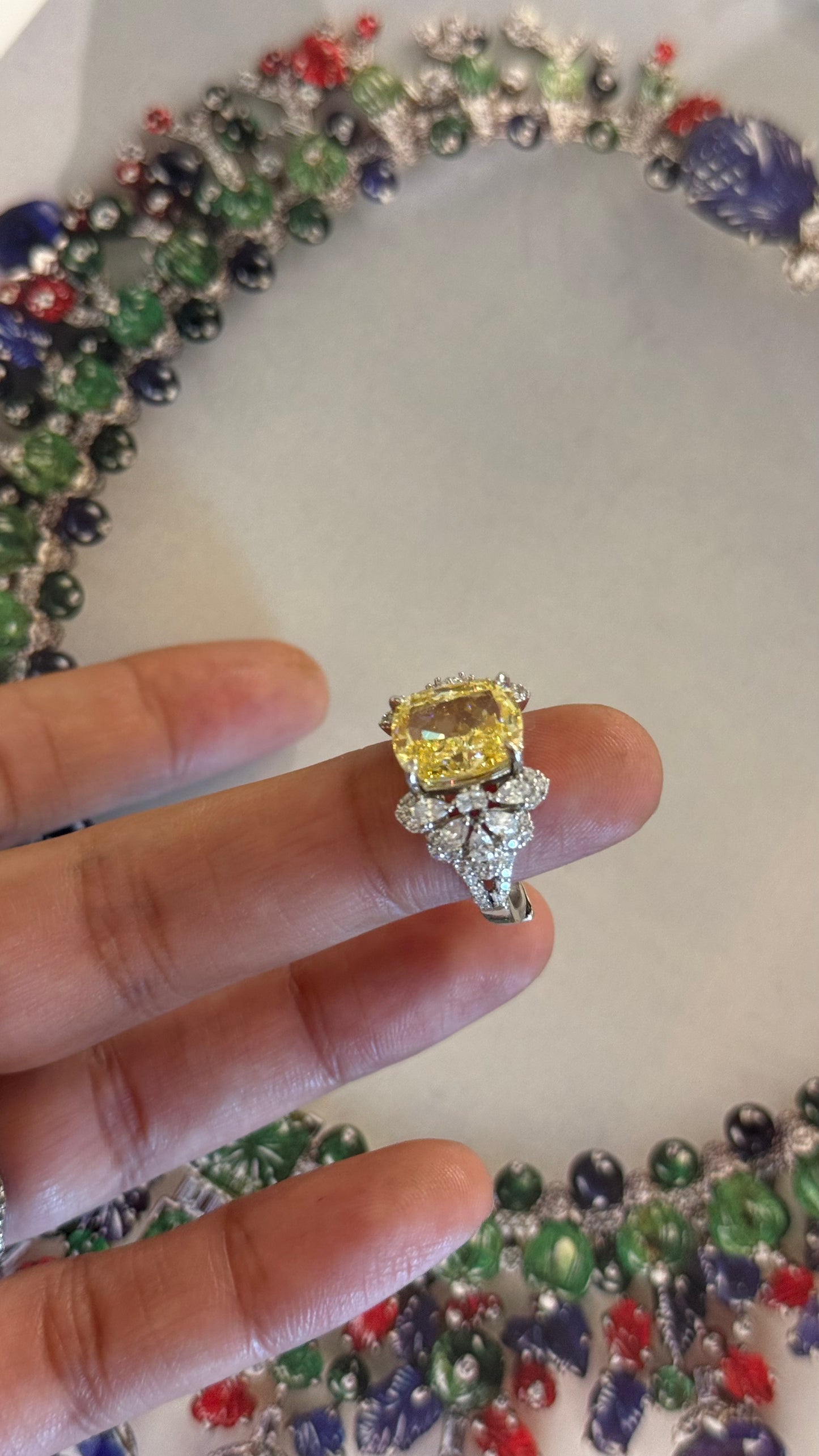 Cotrine Cz diamond cocktail ring