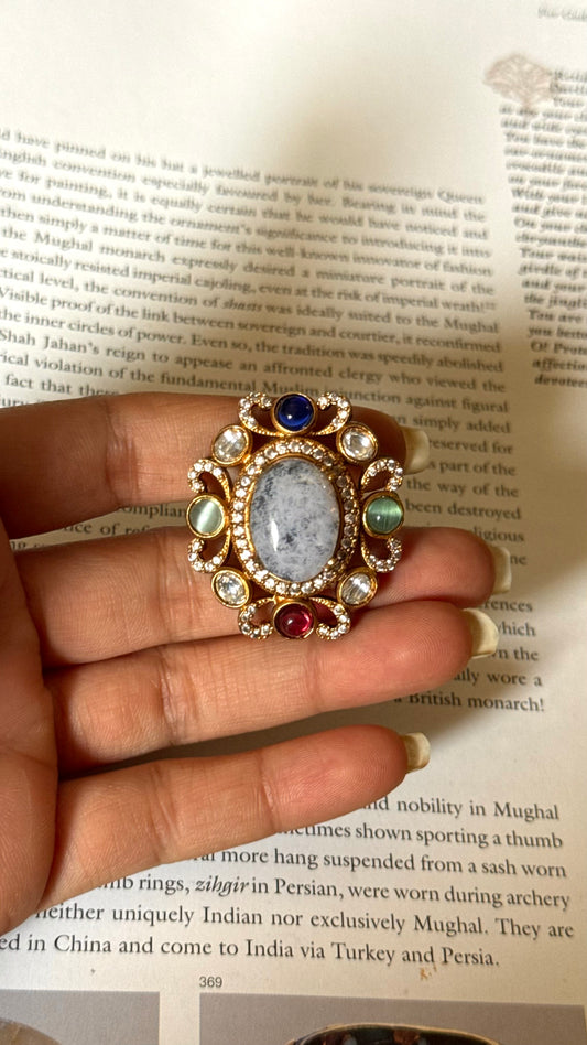 Sabyasachi inspired with real stone marble adjustable ring