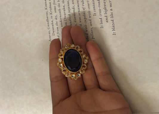 Tanzanite doublet gold adjustable ring