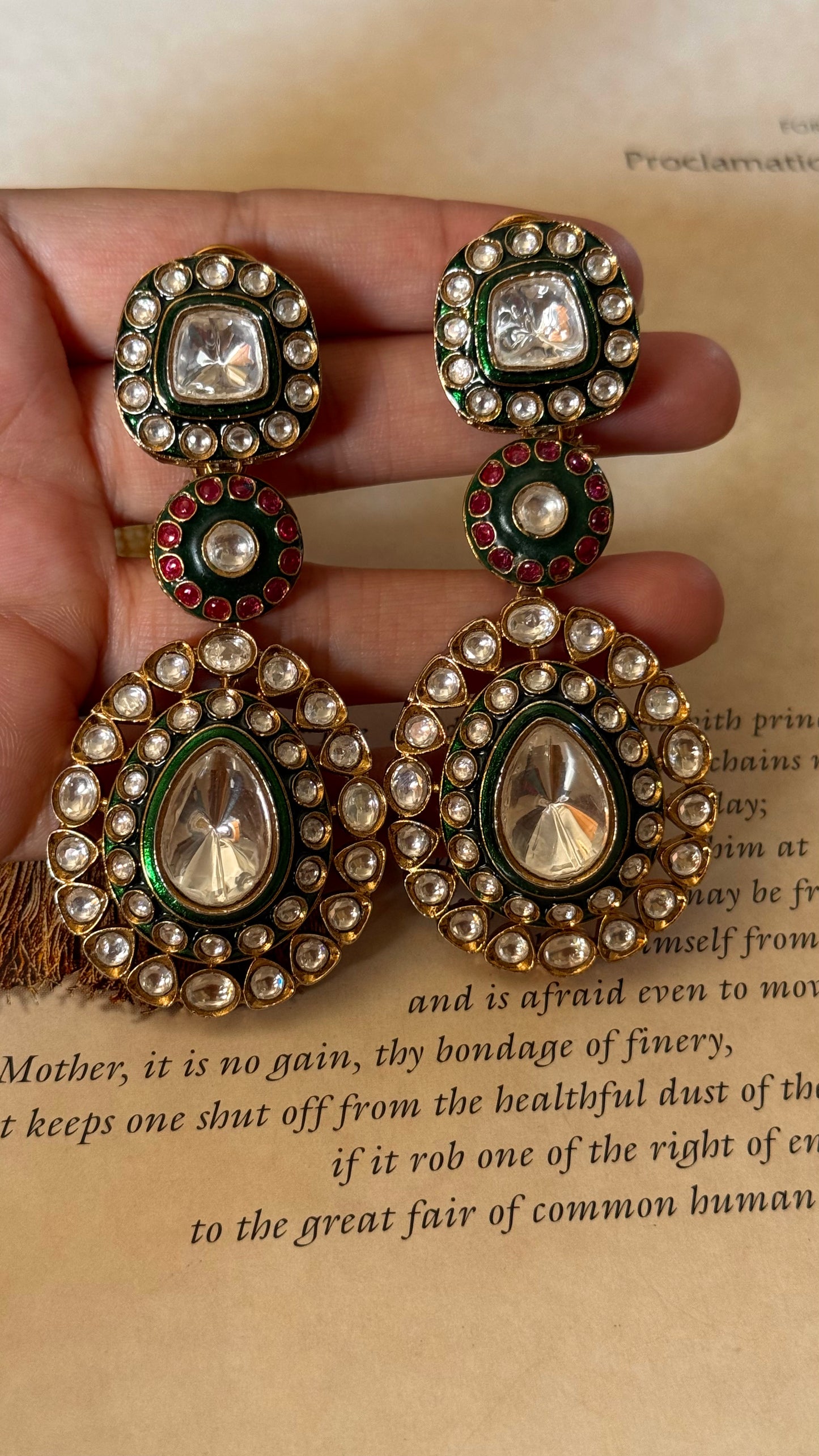 Ruby & emerald meenakari Earrings