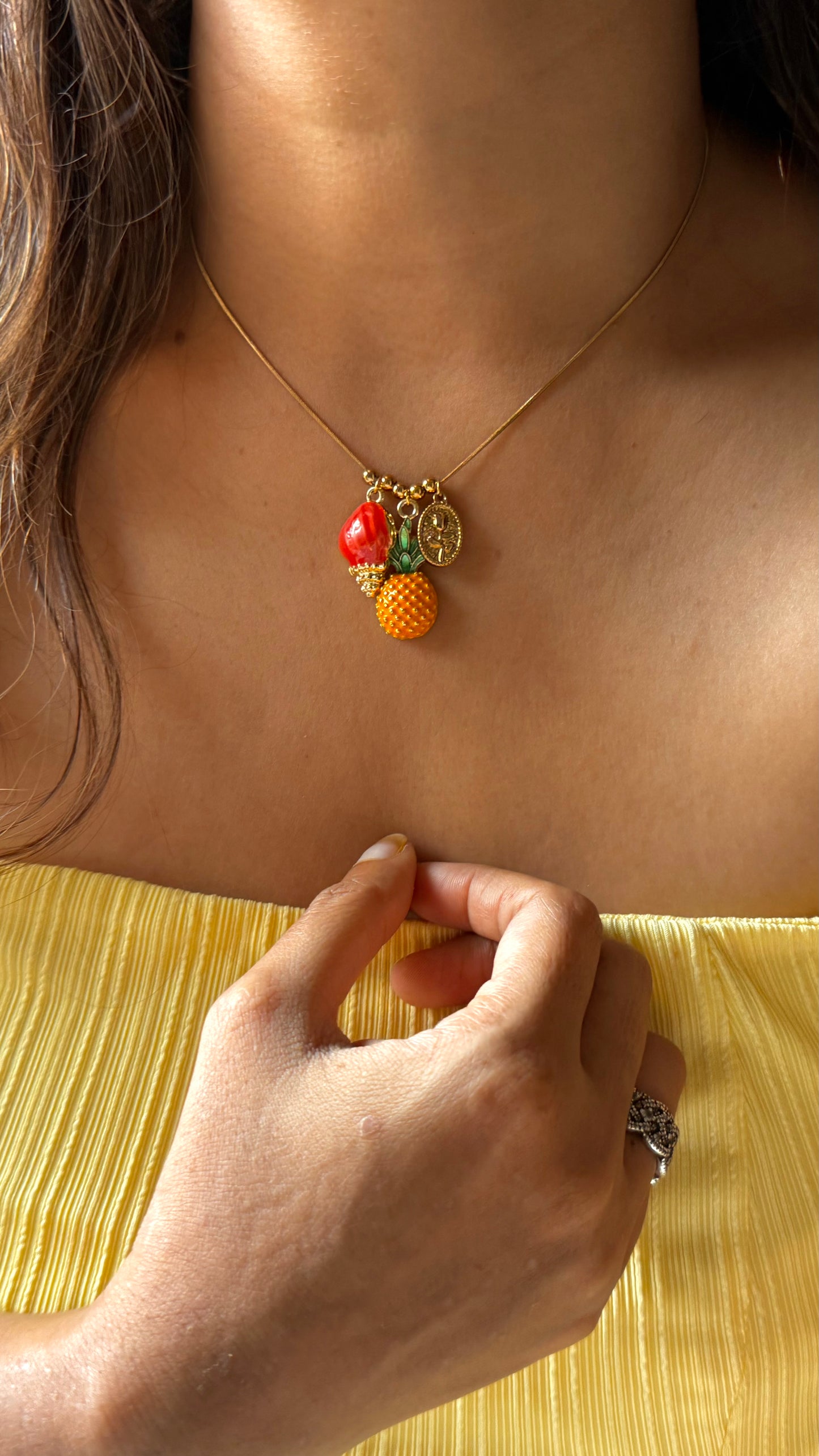 Pineapple element multicoloured minimal pendant