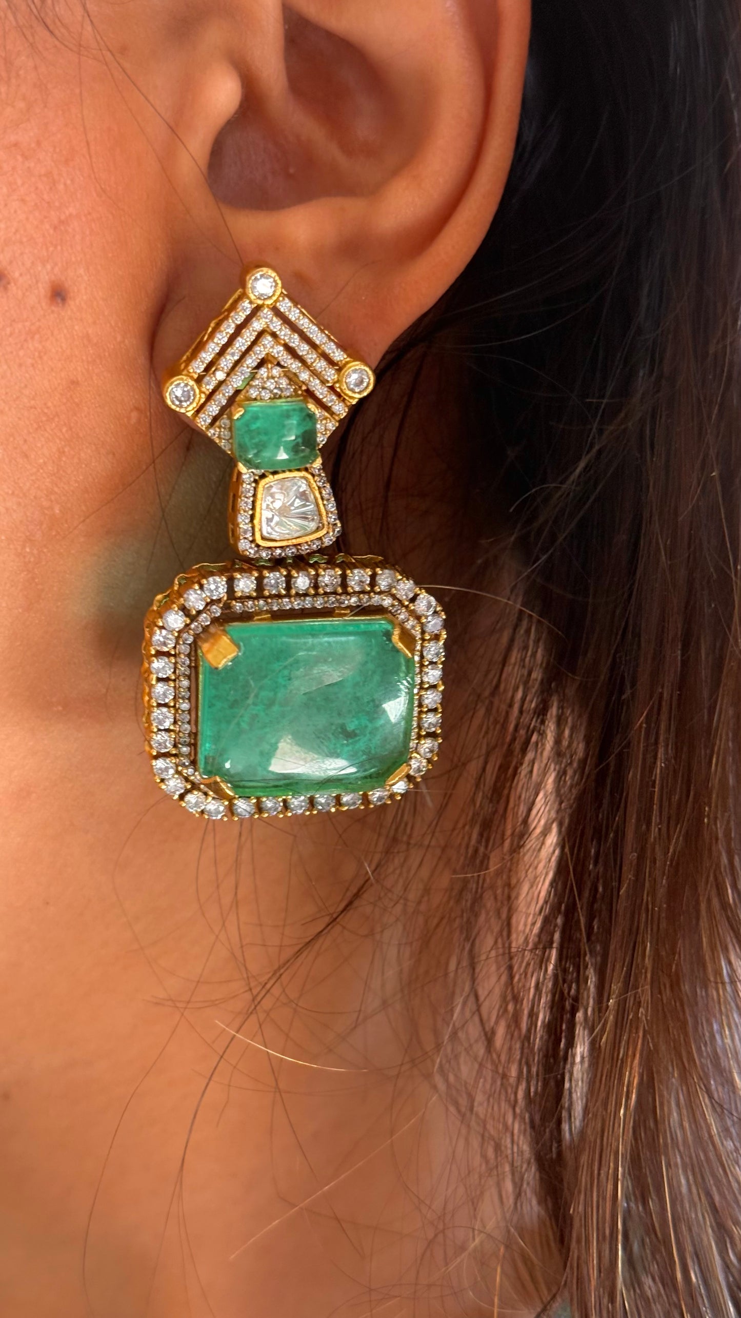 Ruby & mint Moissanite doublet designer necklace