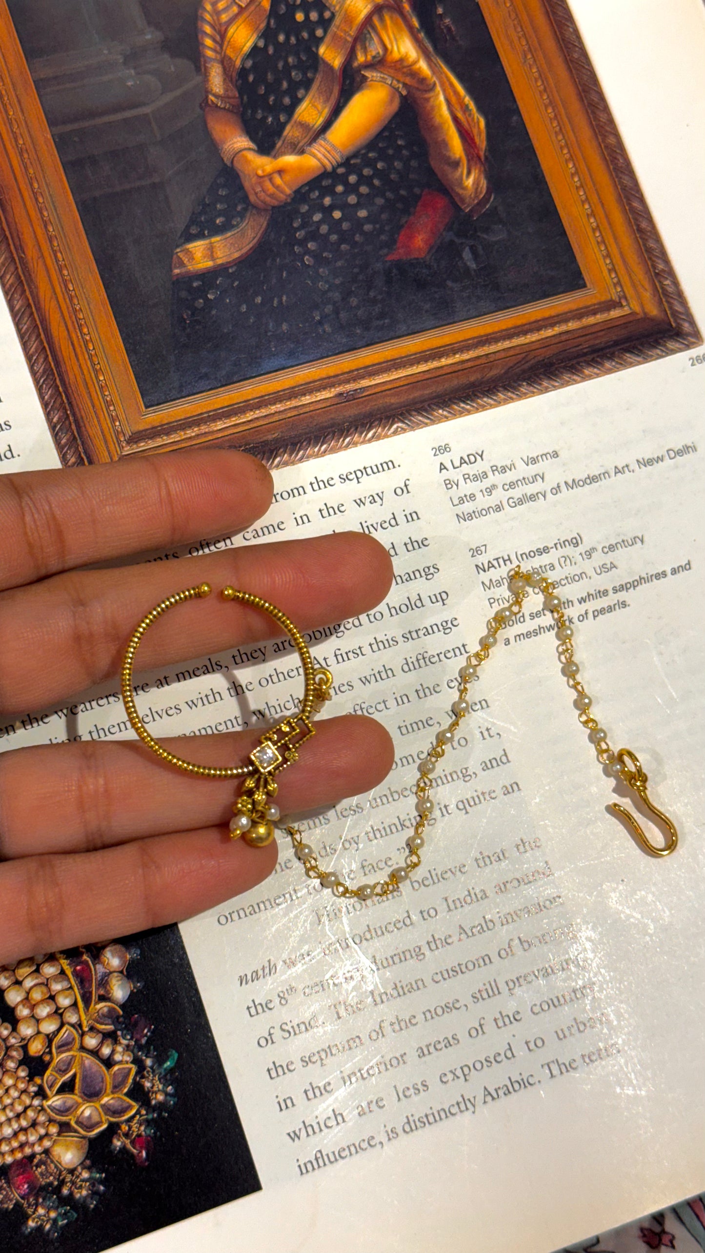 Square oxidised gold polki nath