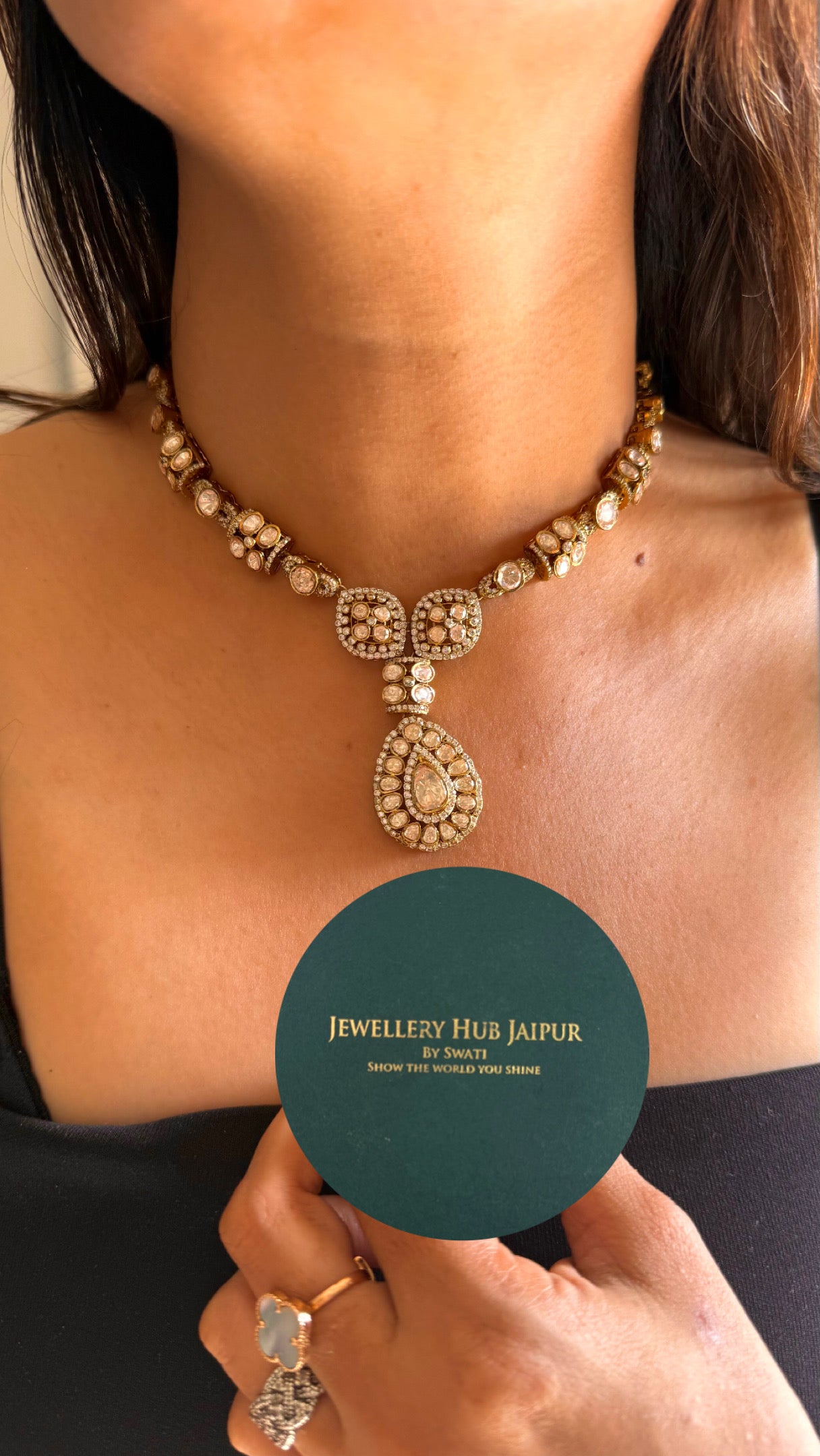 Drop  shape victorian peeli polki set