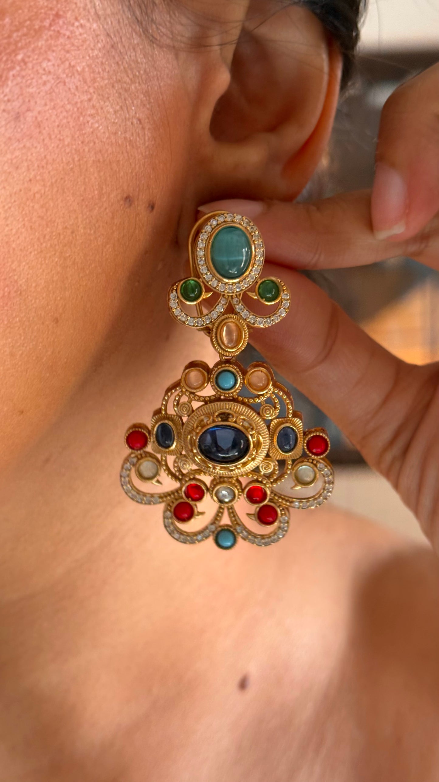 Sapphire cocktail navratna necklace