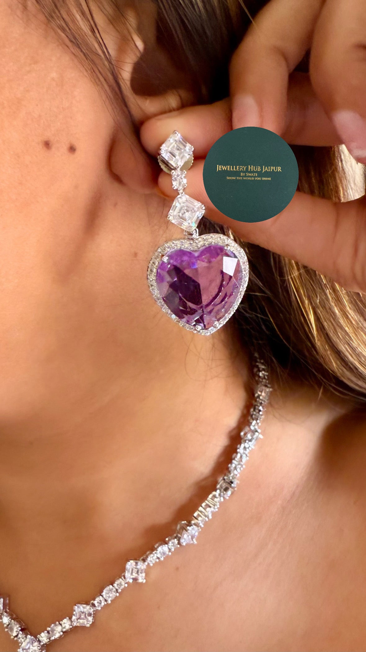 Viona Light Tanzanite heart diamond necklace