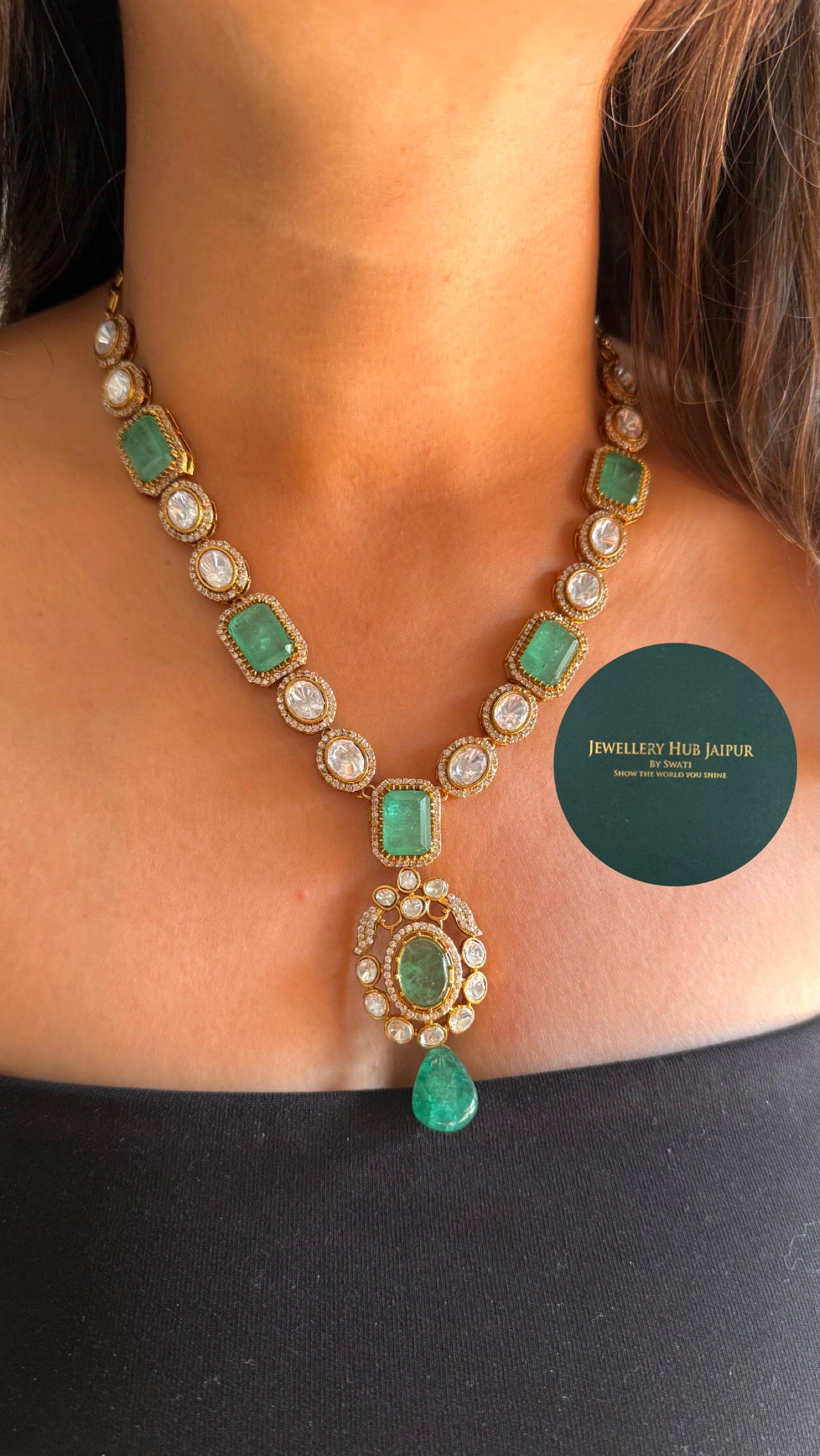 Mint doublet single line necklace