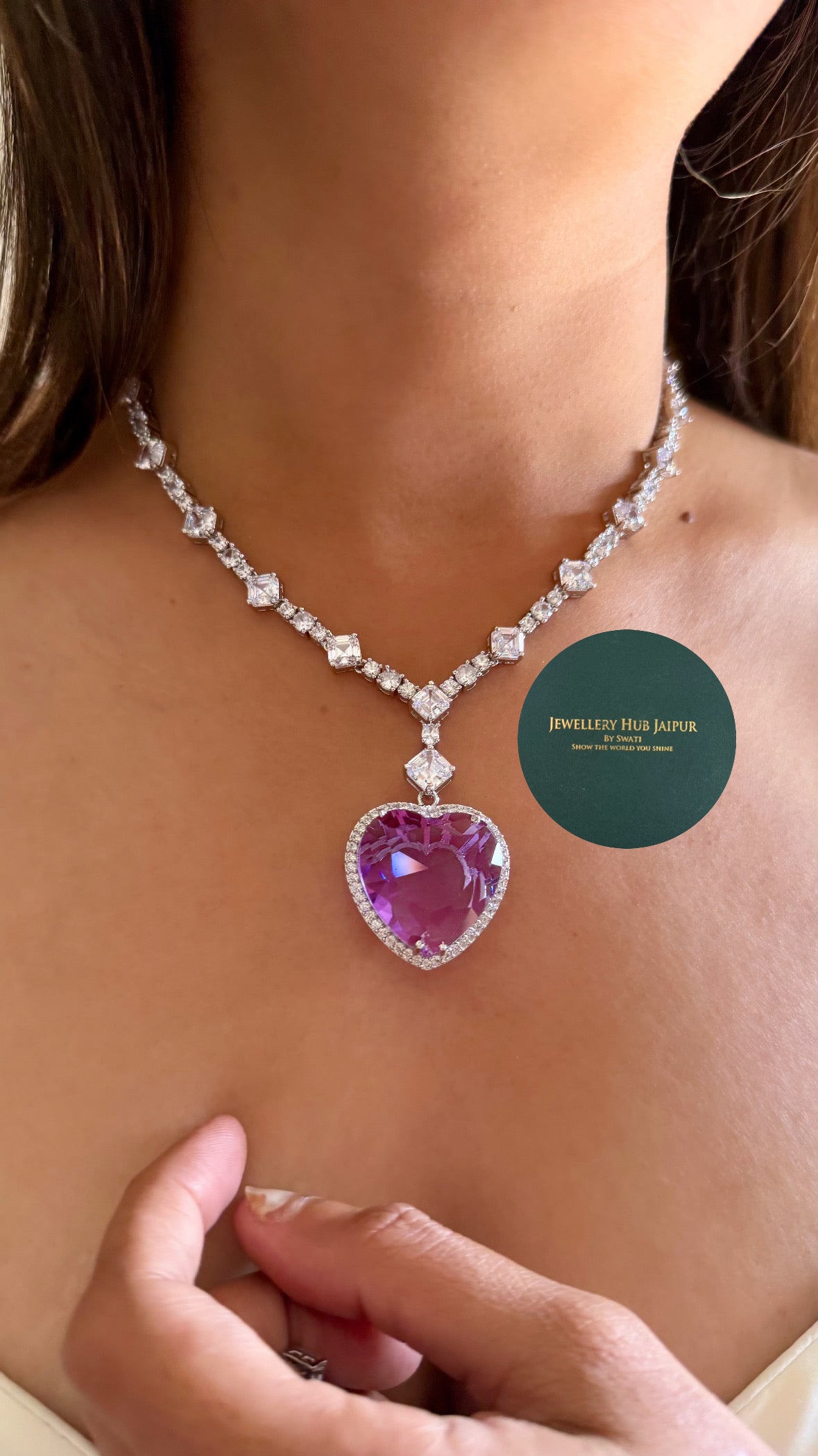 Viona Light Tanzanite heart diamond necklace