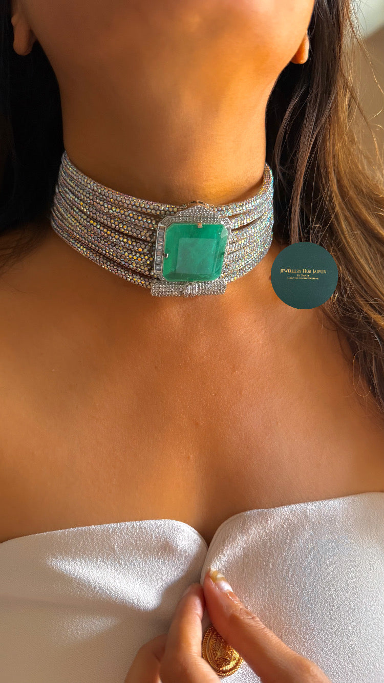 Mint doublet diamond cocktail choker set