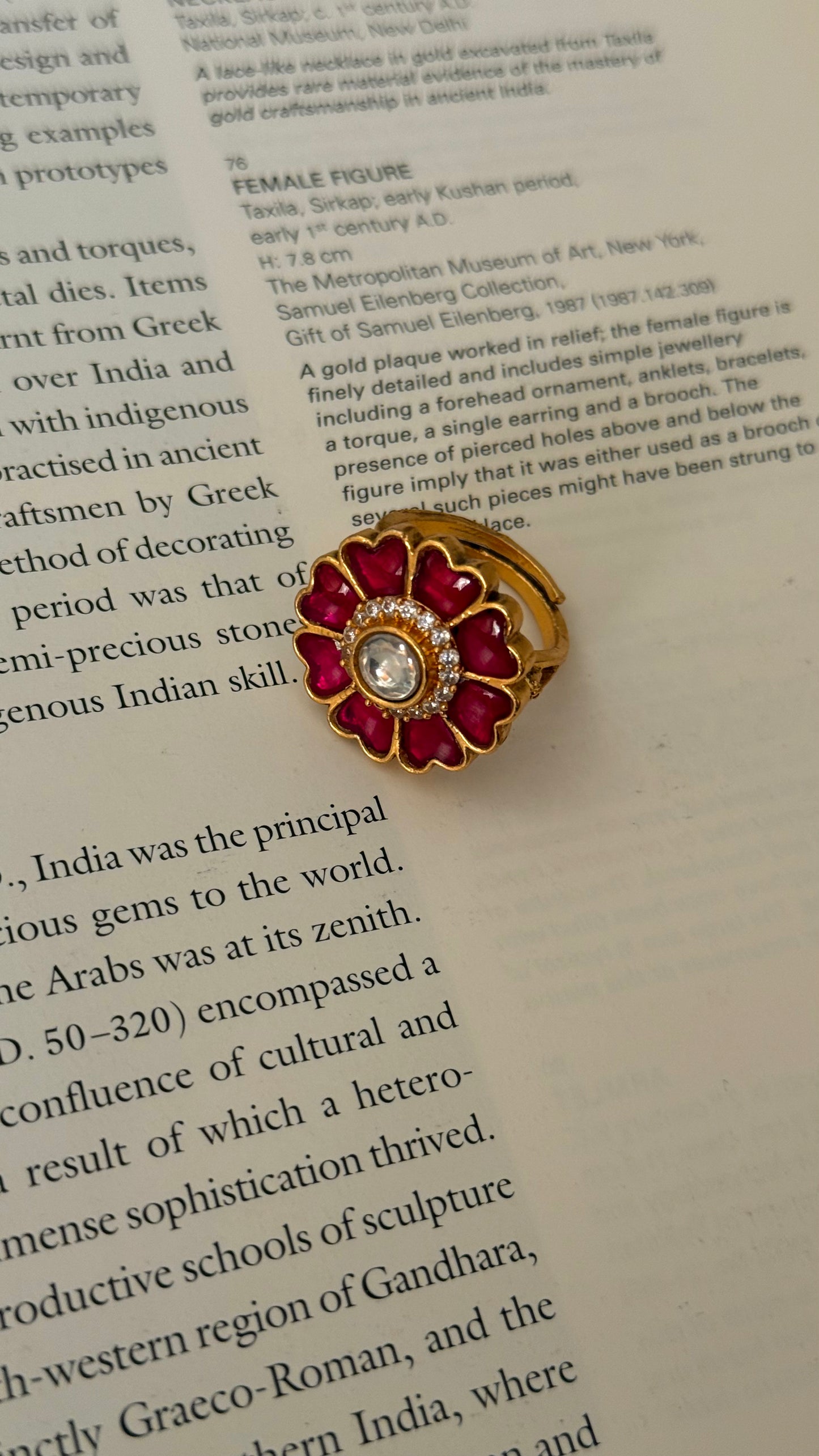Rani pink paachi kundan heritage ring