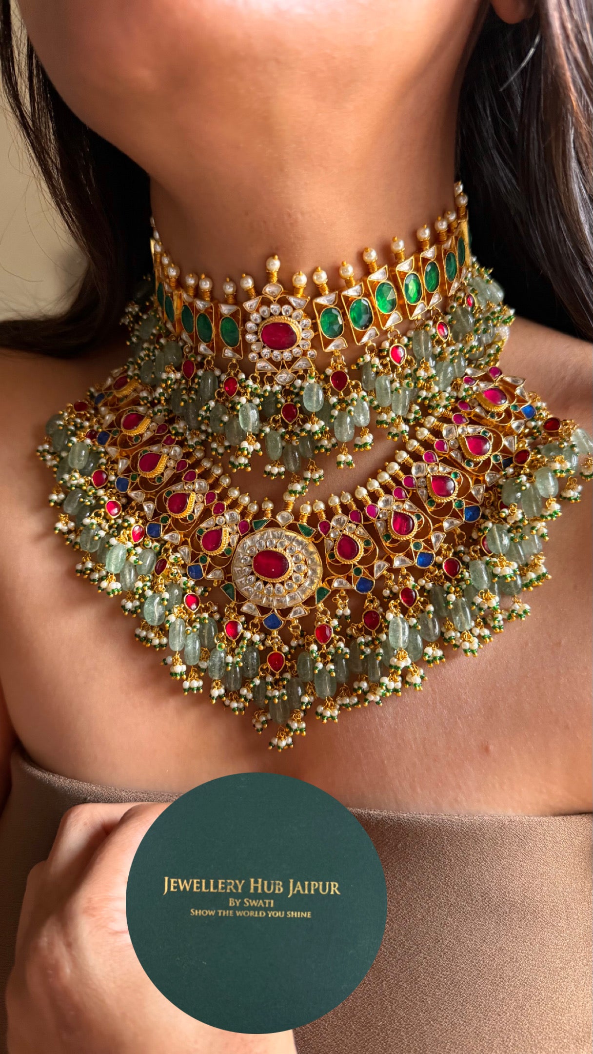 Paachi kundan bridal asia handmade nakashi combo Necklace