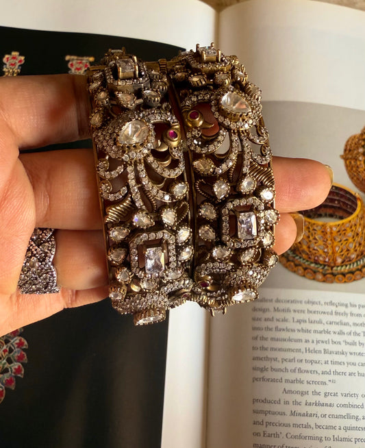 Moissanite polki victorian openable bangle
