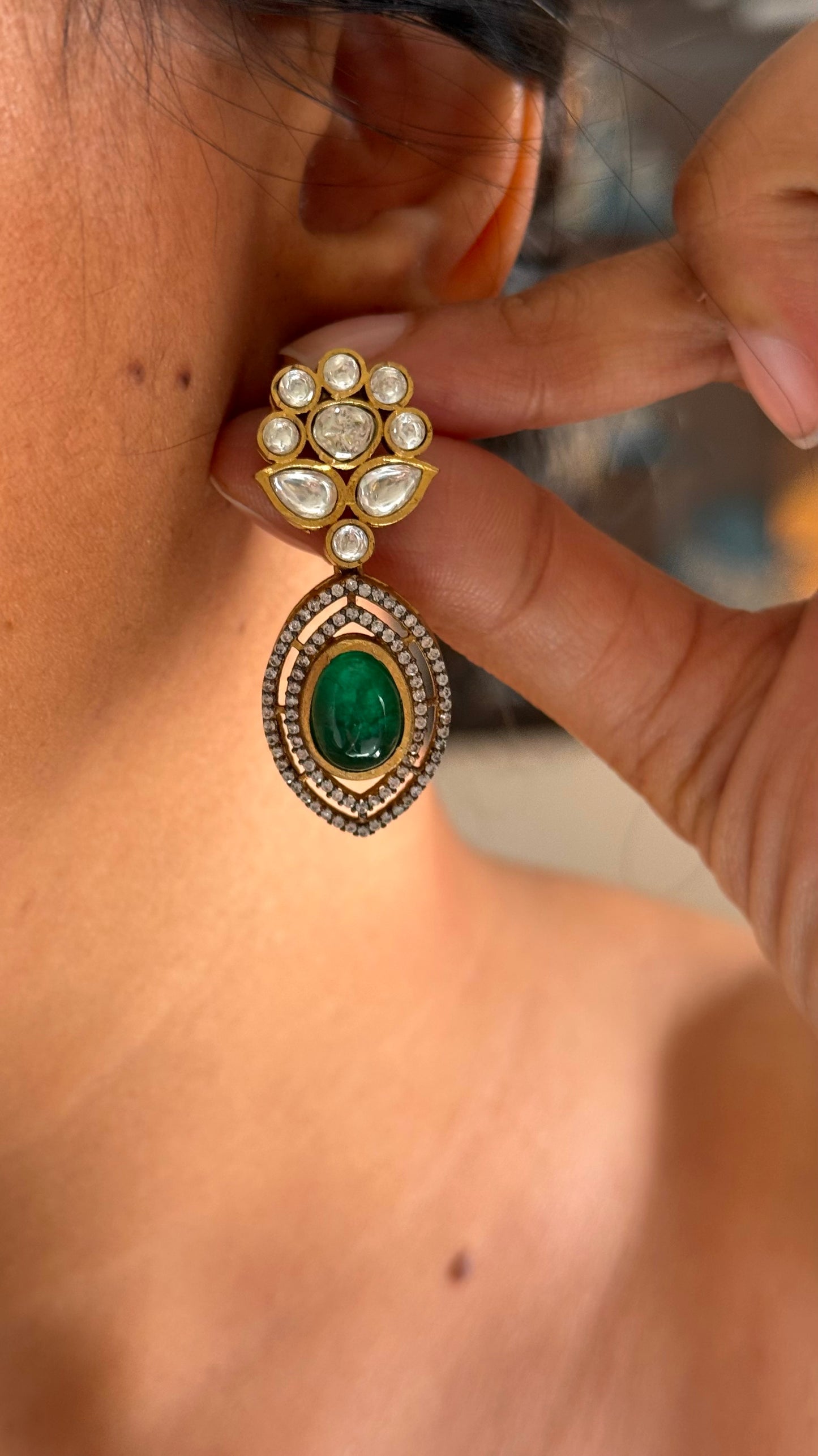 Emerald floral doublet necklace