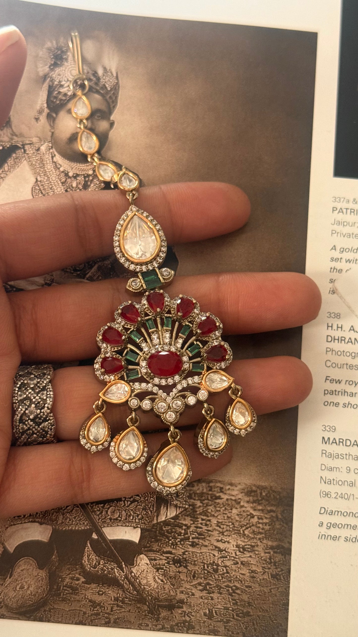 Ruby & emerald victorian  maangtika