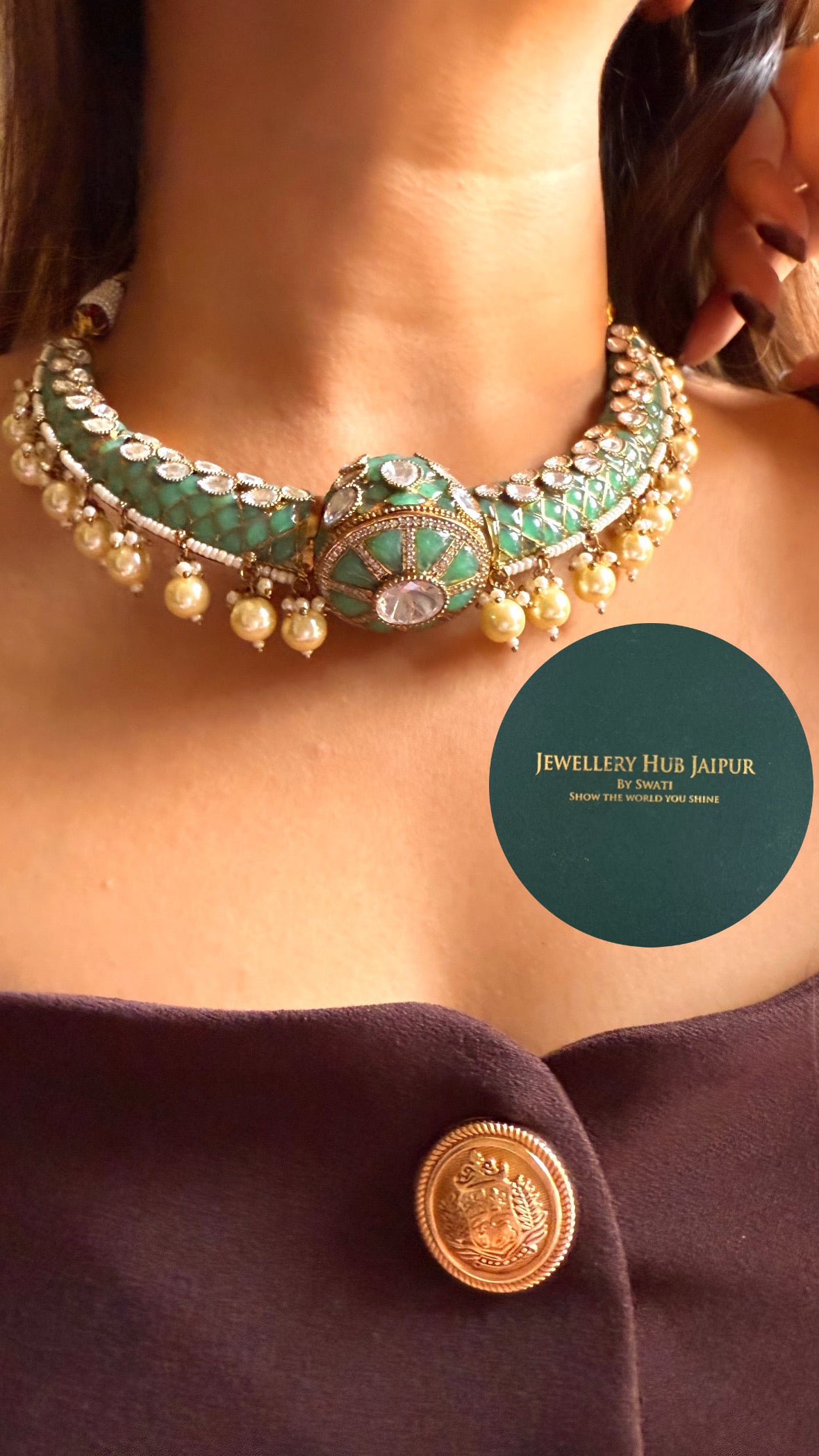 Mint katdana moissanite with pearl drop Hasli