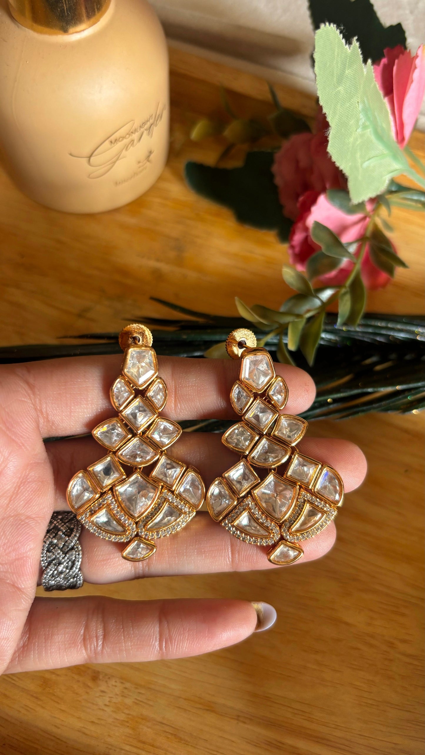Moissanite polki combo necklace