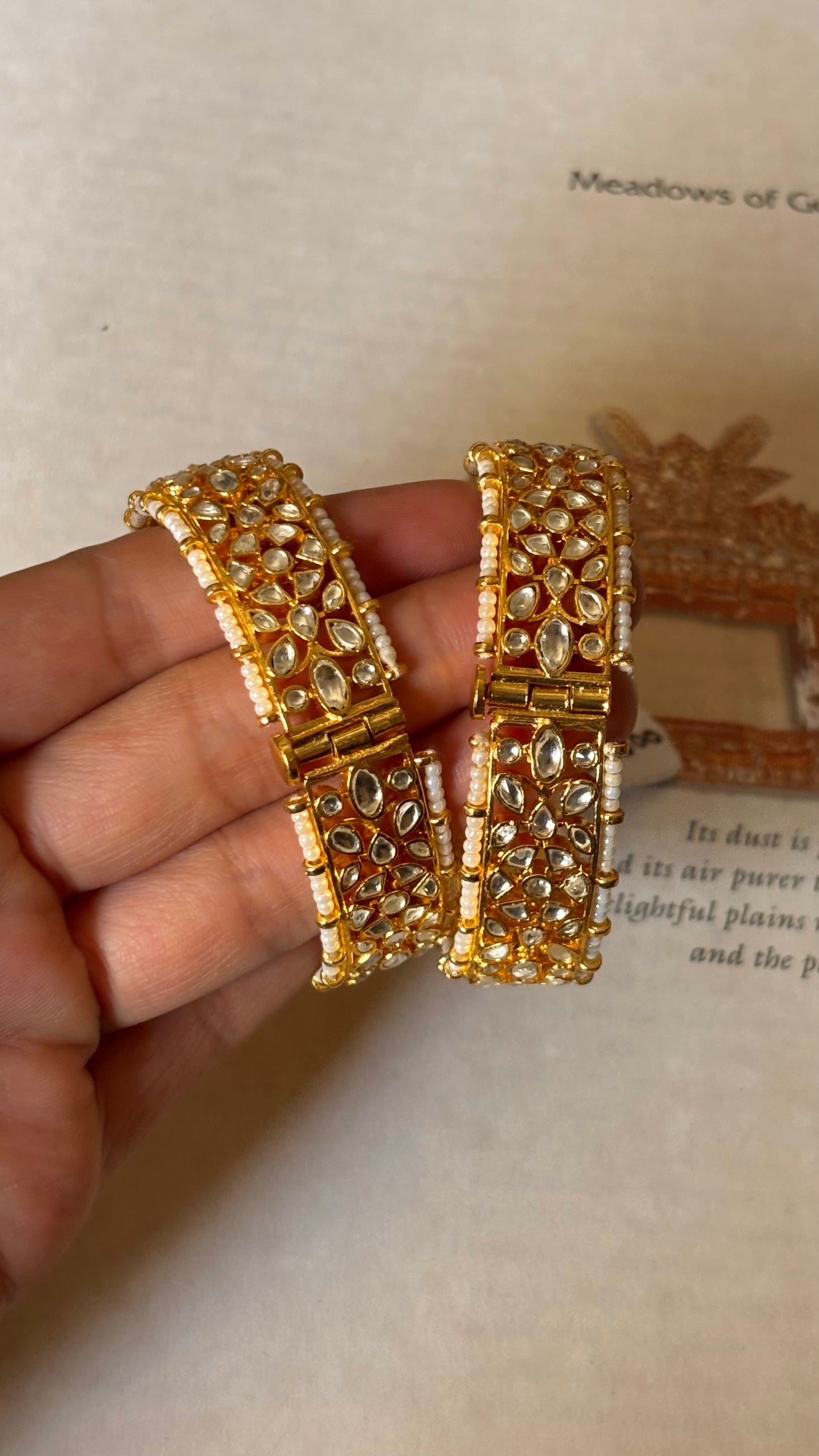 Gold plated paachi kundan bangles