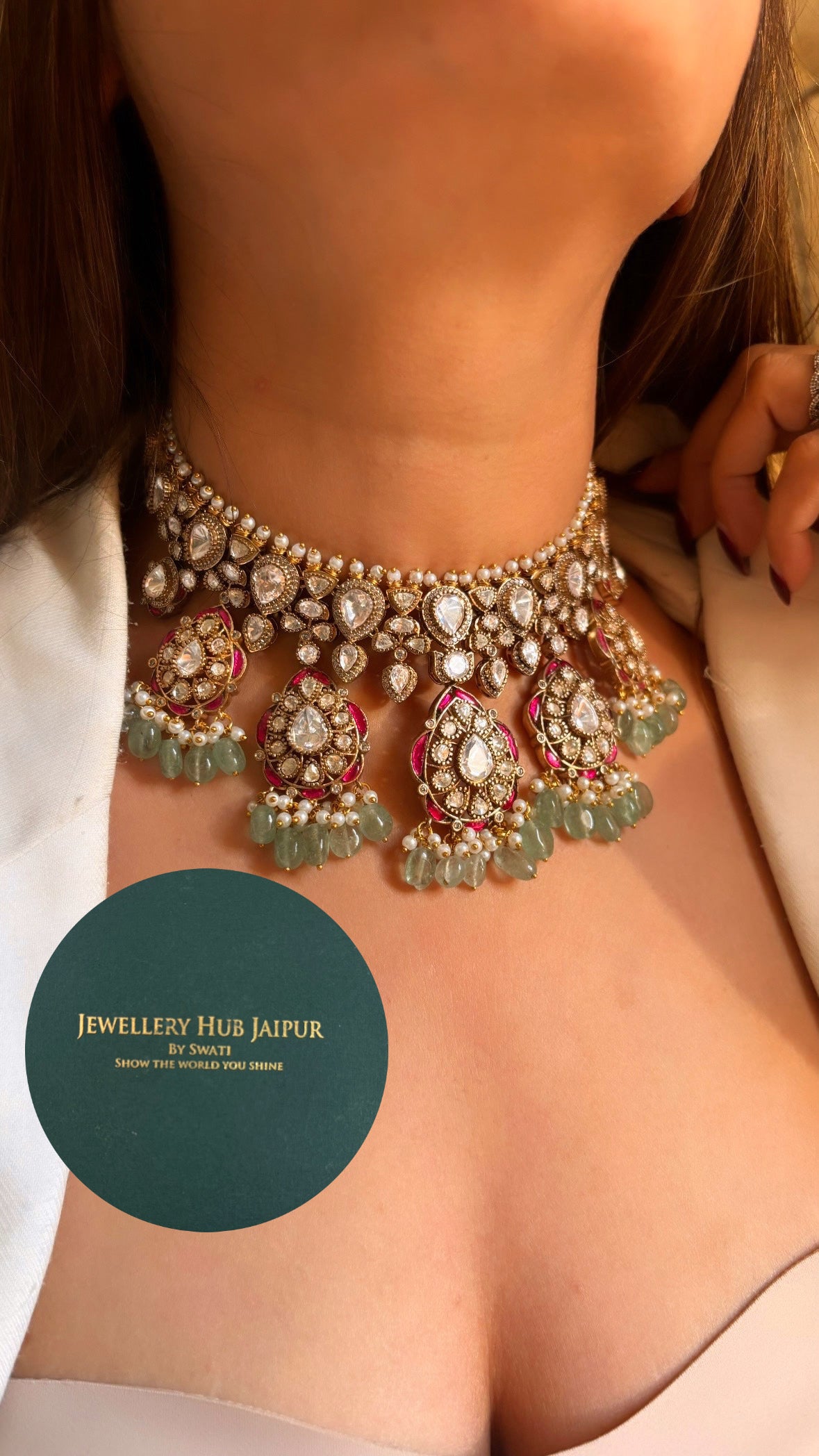 Bridal Asia Moissanite Rani  & Mint Choker set