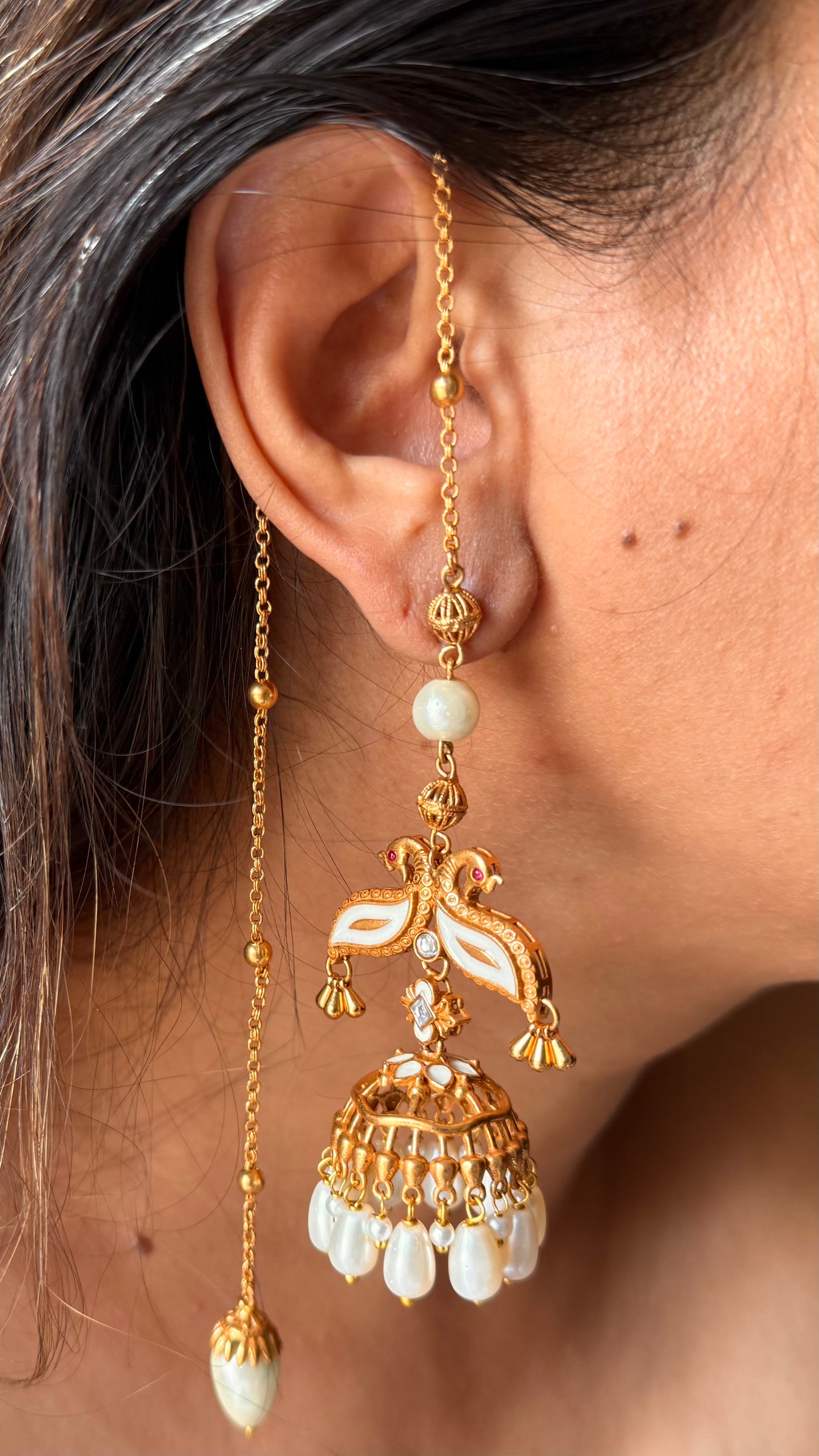 Mother of pearl lightweight Rajwada jhumki