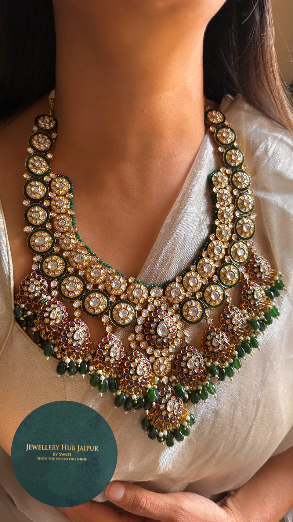 Ruby Emerald meenakari heritage rani haar