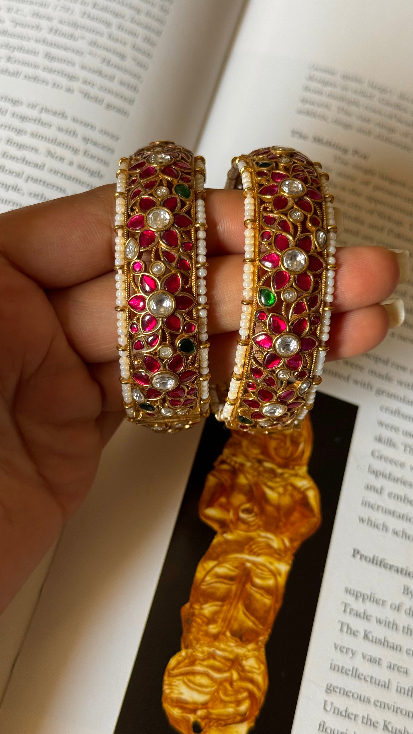 Ruby & emerald paachi jadau bangles