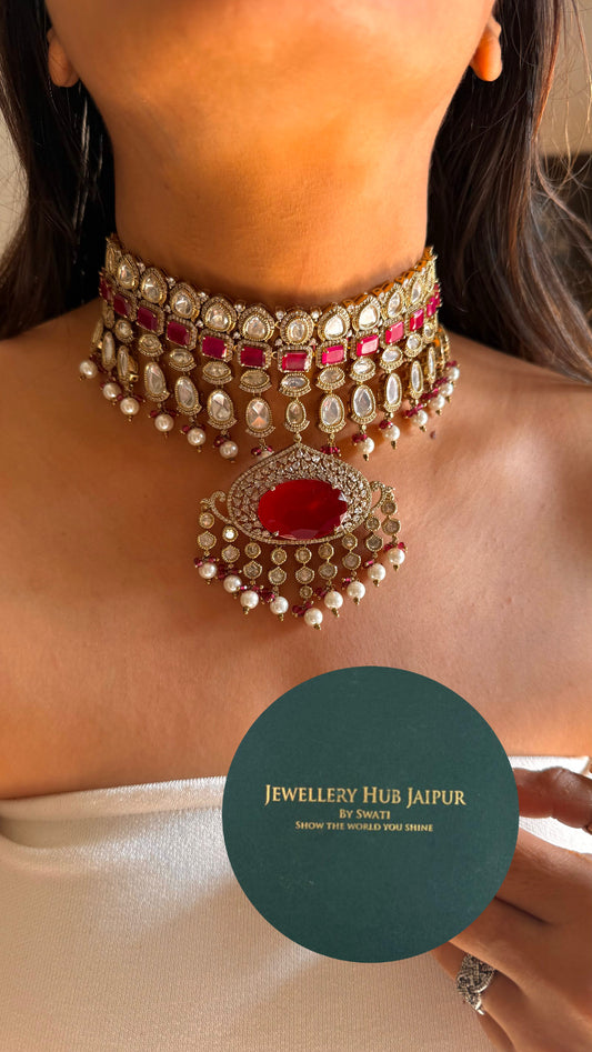 Rani Ruby polki victorian necklace