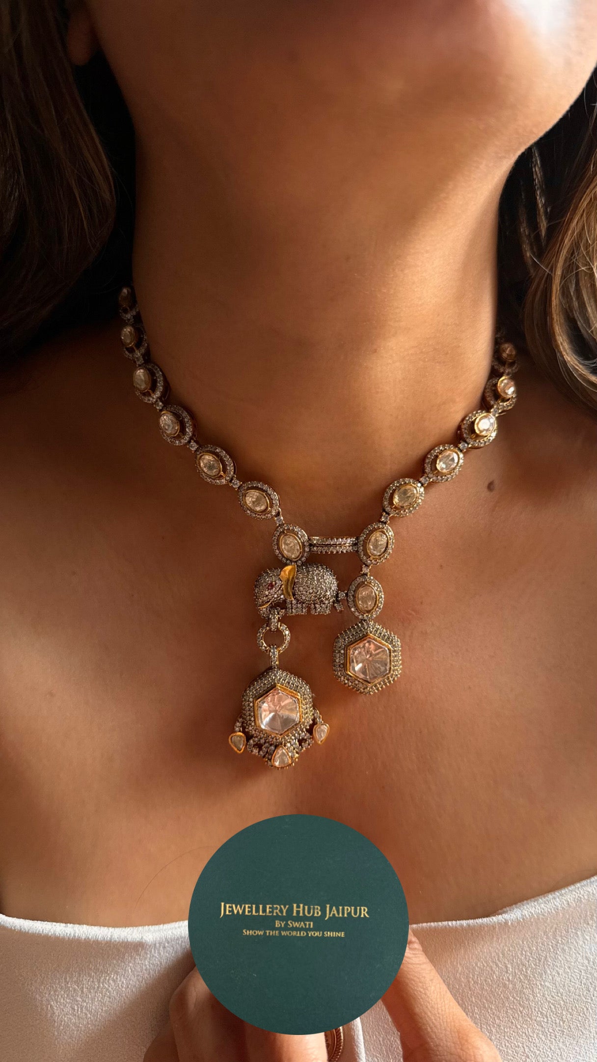 Gaj Designer peeli polki cocktail necklace