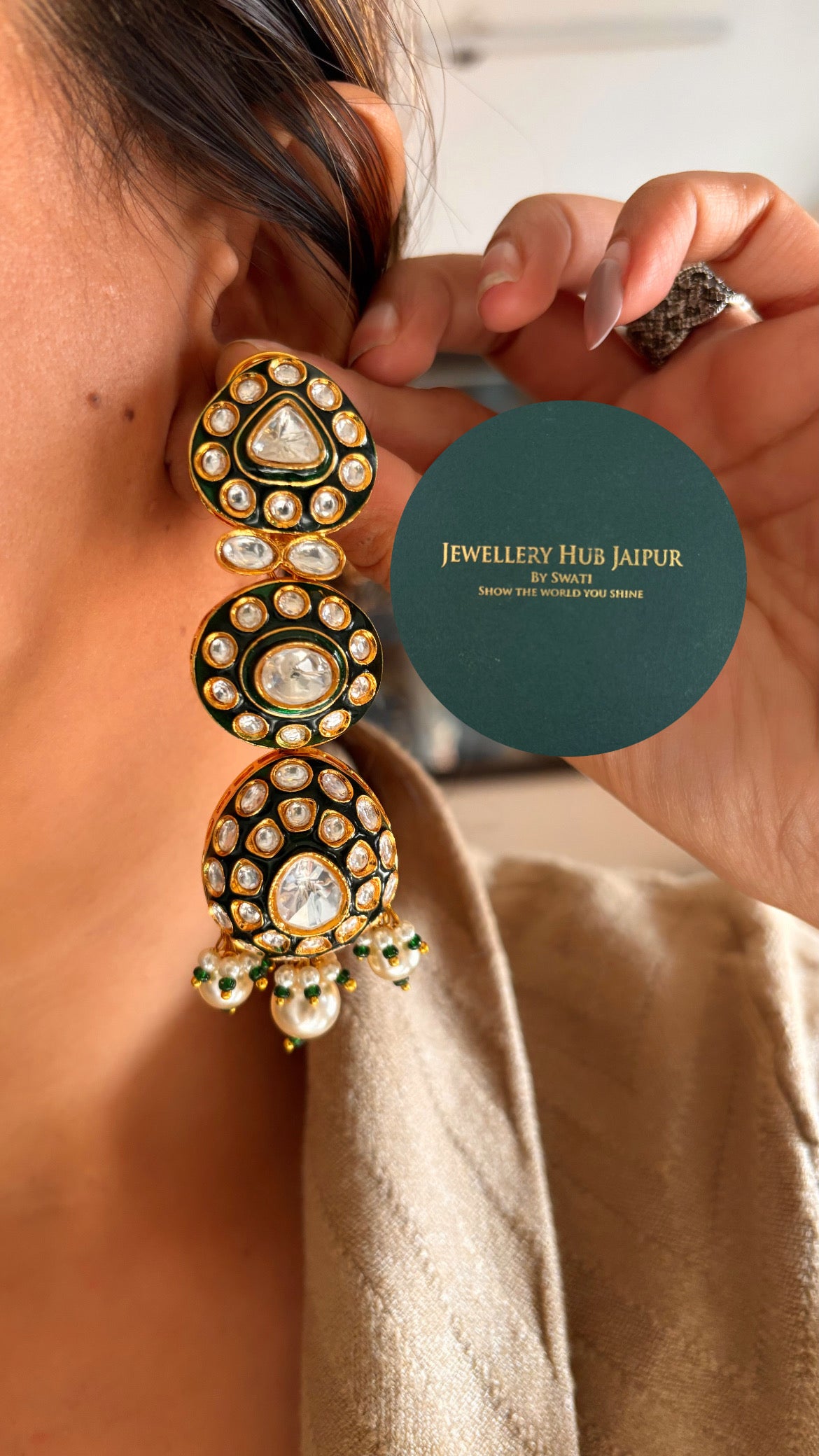 Meenakari polki pearl choker set