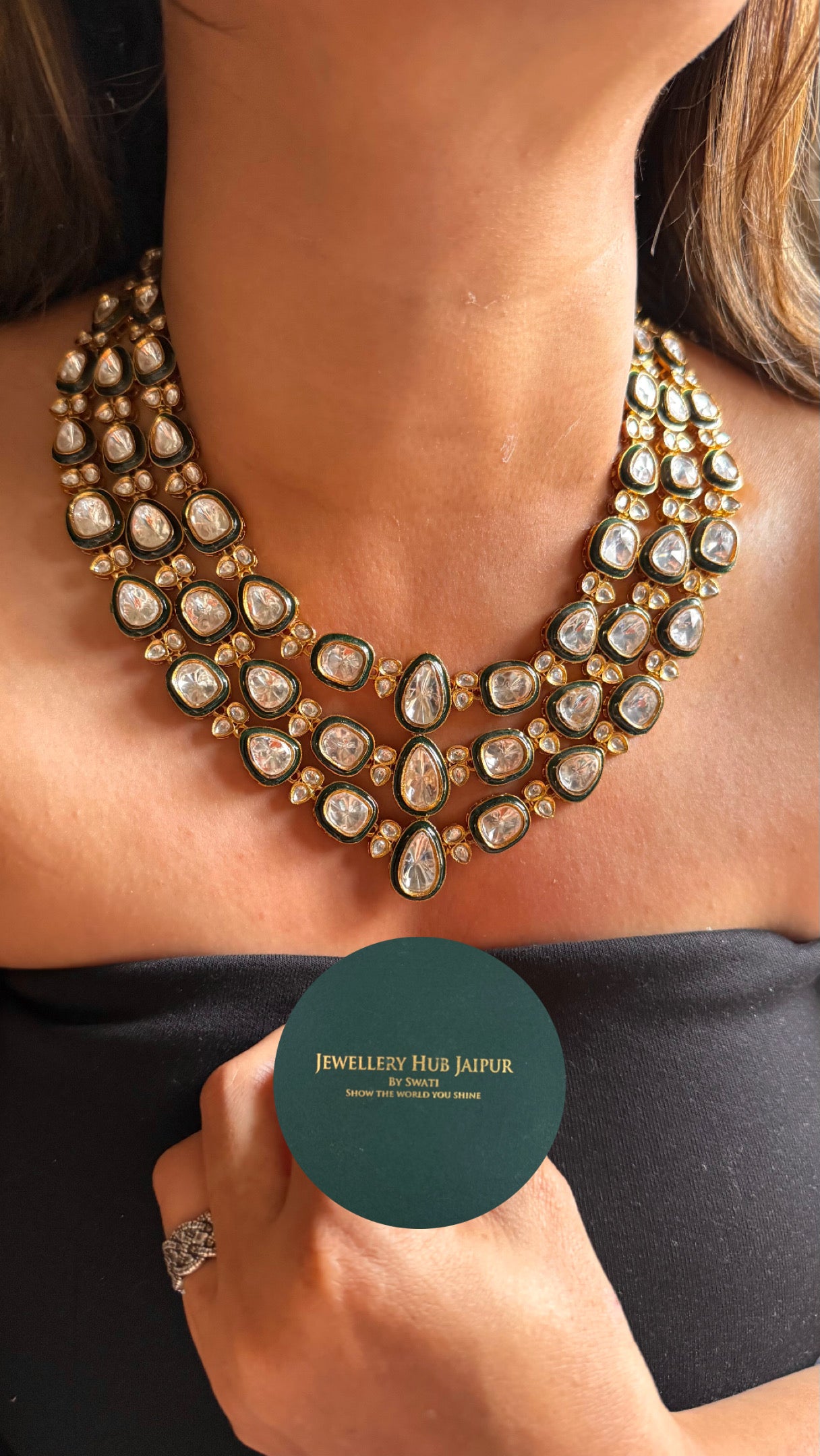 Meenakari triple line Necklace