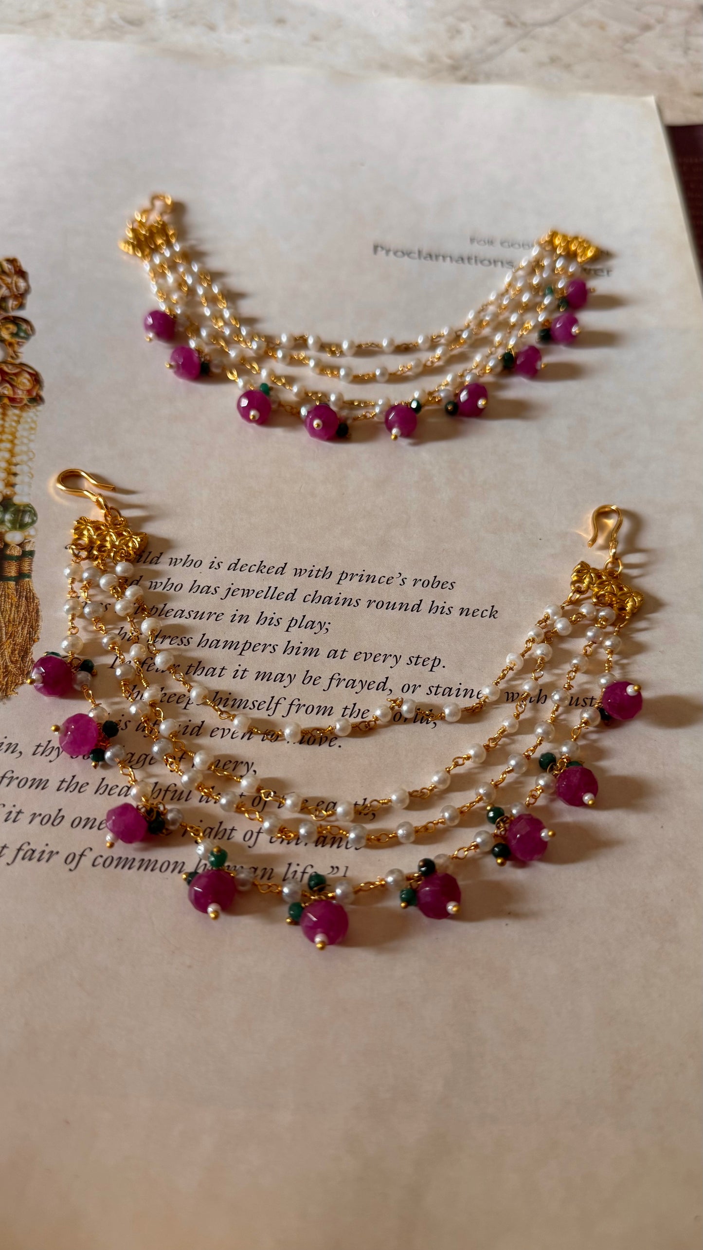 4 layer Rani pink kaanchain