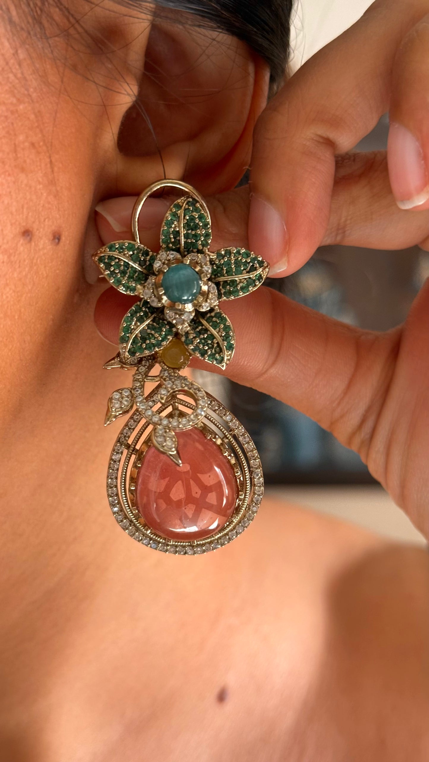 Peach & granite sabyasachi inspired necklace
